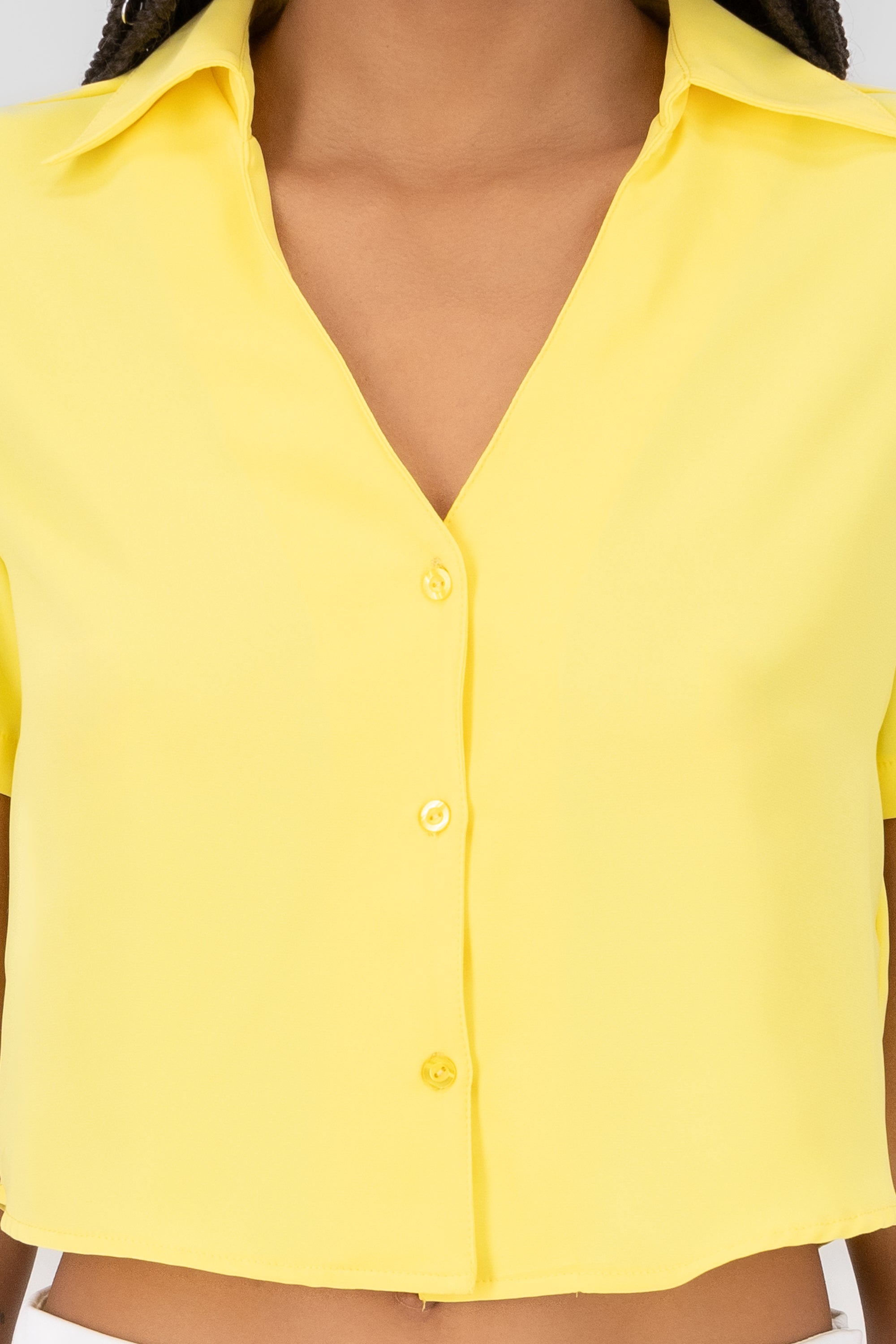 Short manga smooth shirt with Hypsters buttons YELLOW