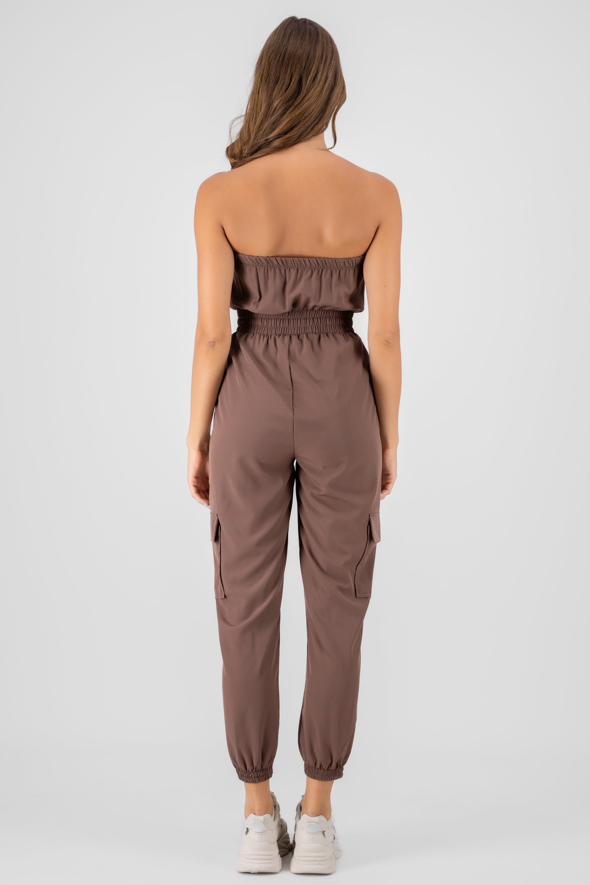 Jumpsuit Strapless Jogger Liso CAFE