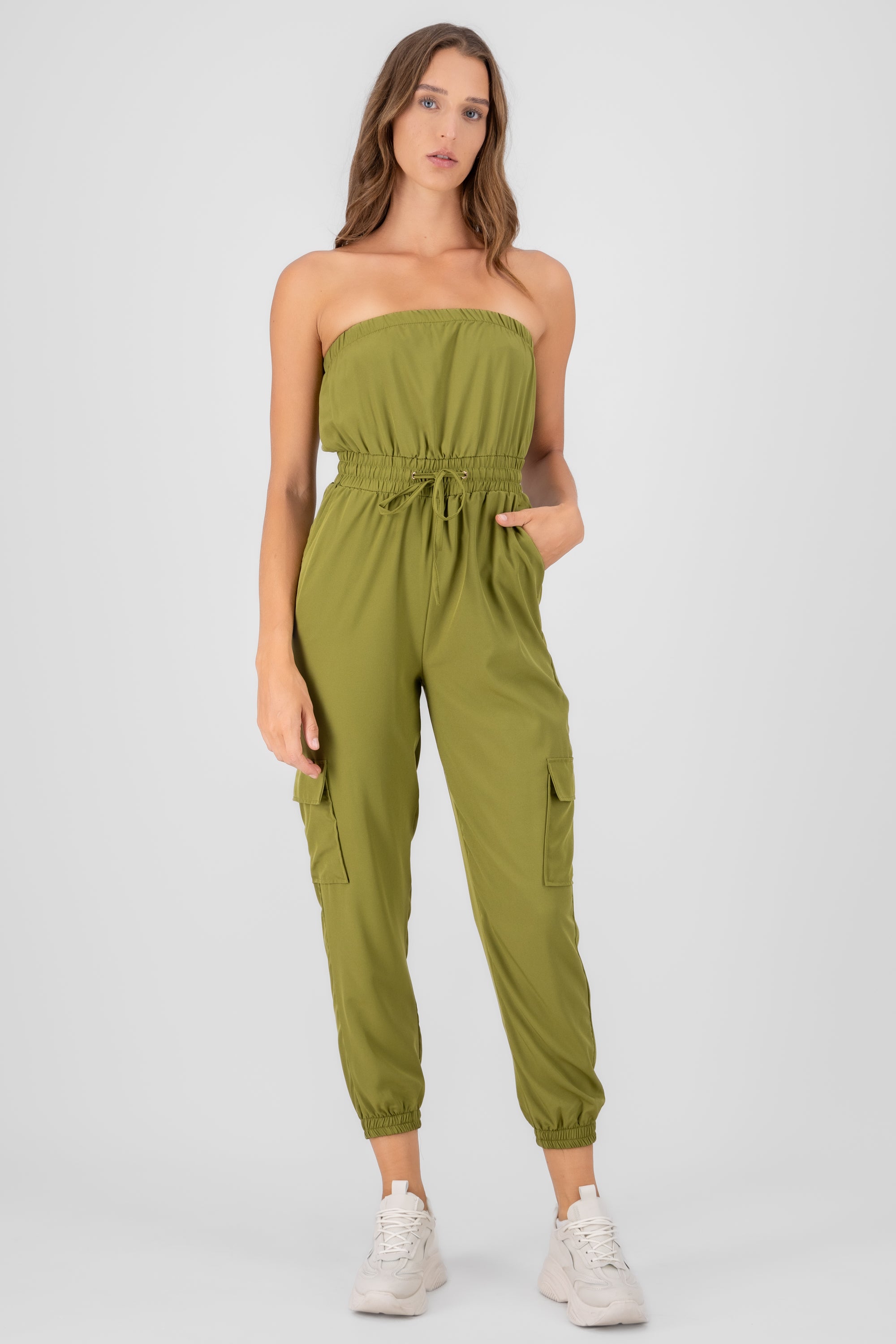 Jumpsuit Strapless Jogger Liso VERDE