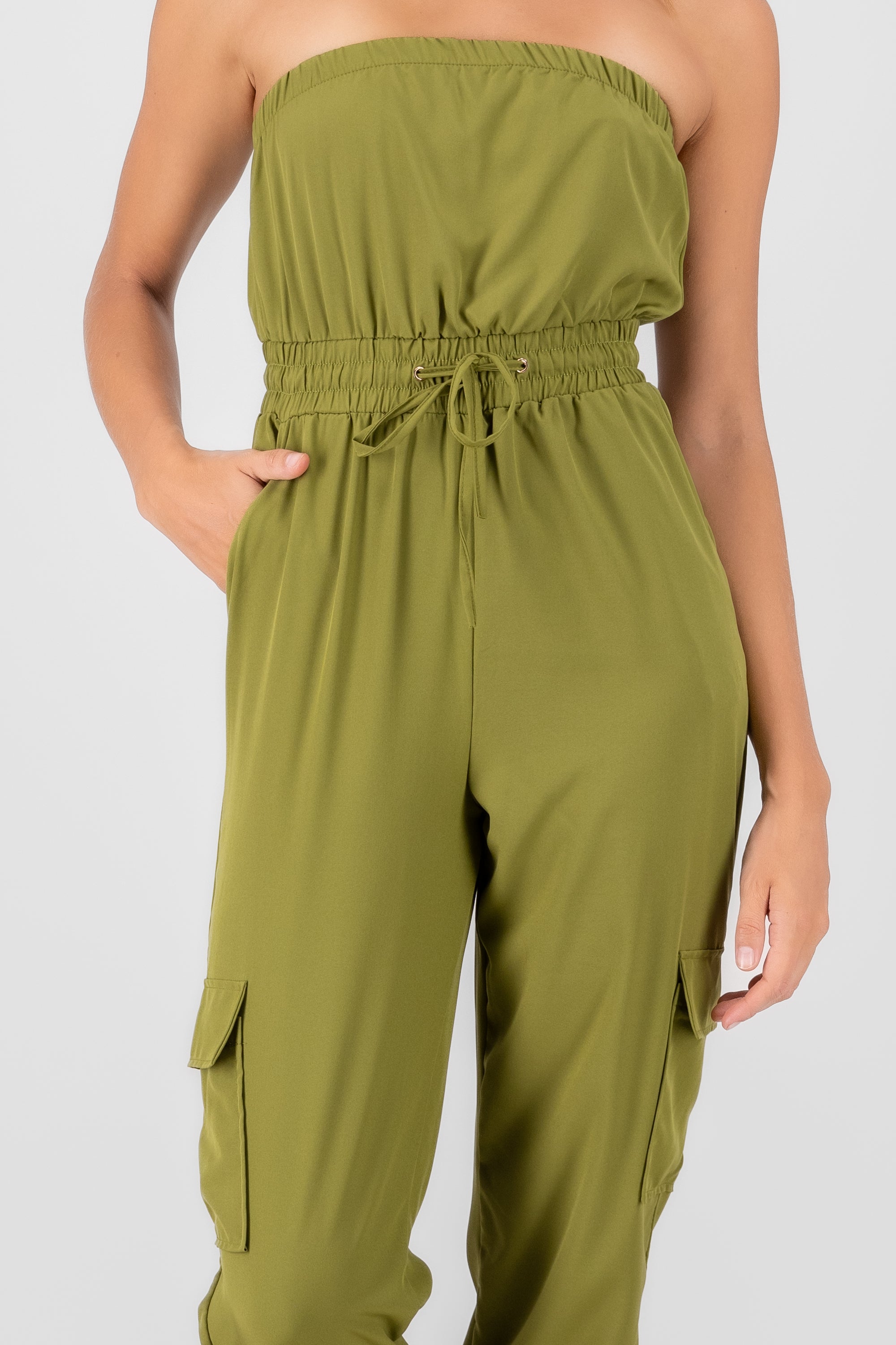 Jumpsuit Strapless Jogger Liso VERDE