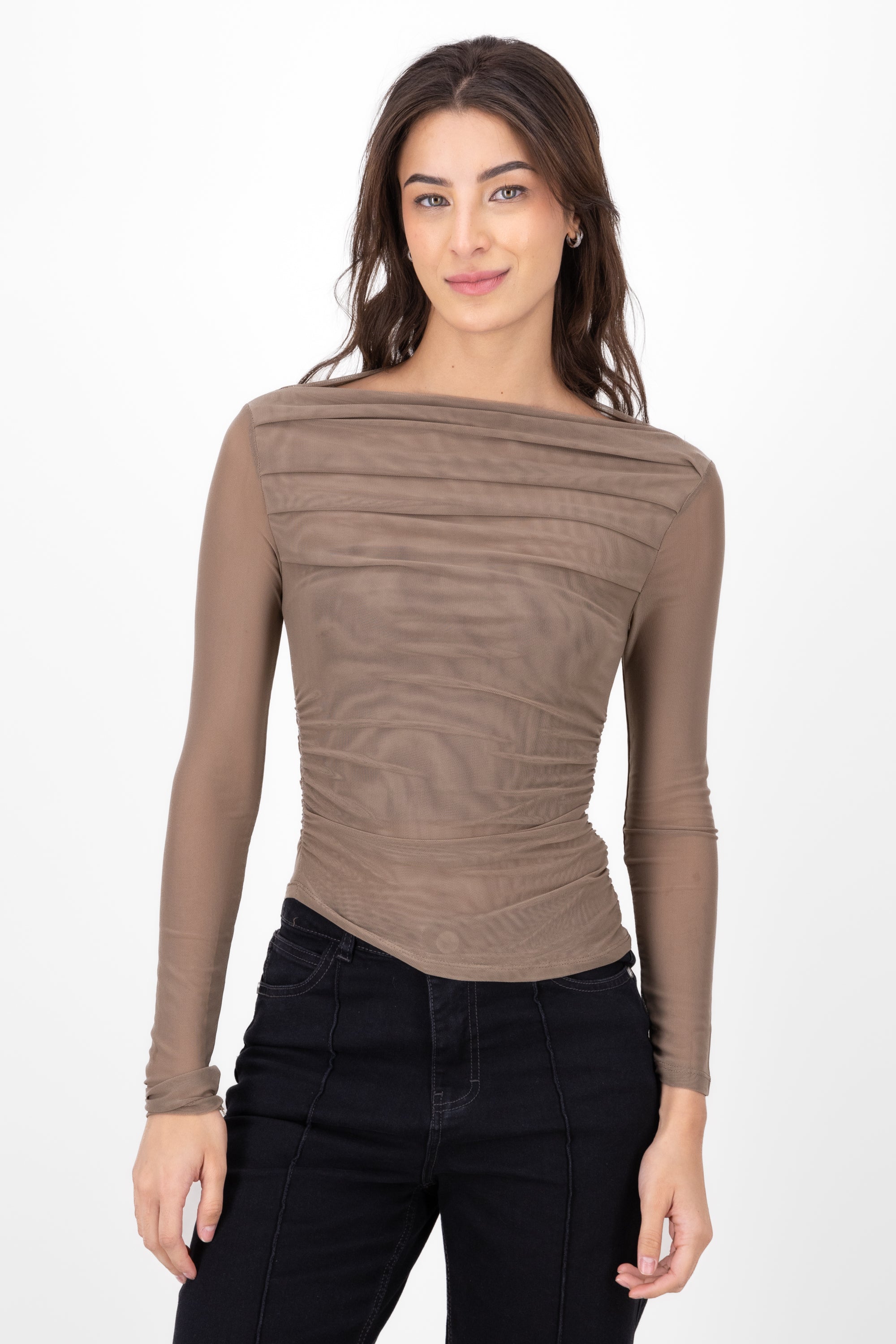 Mesh Lisa M/L blouse COFFEE