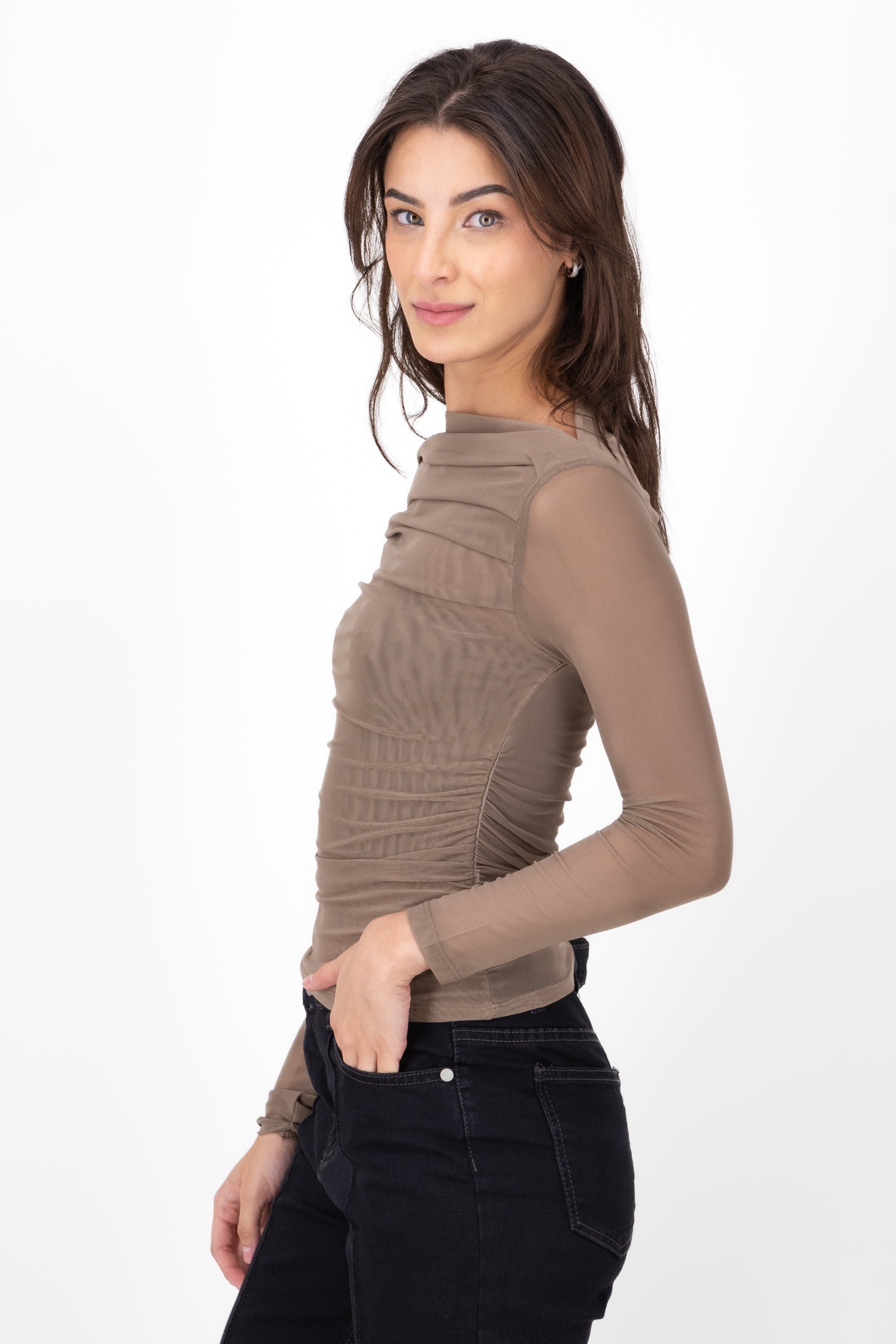 Mesh Lisa M/L blouse COFFEE