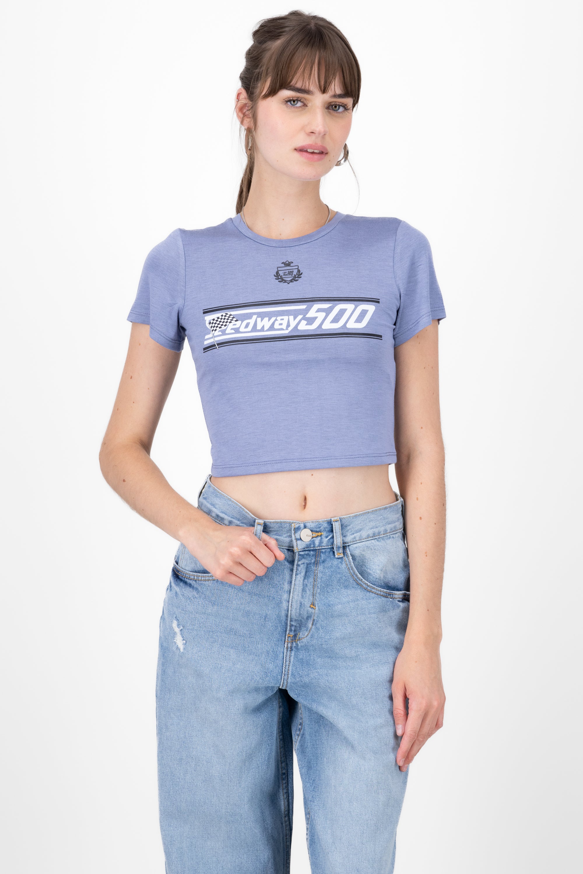 Crop Racing shirt INDIGO