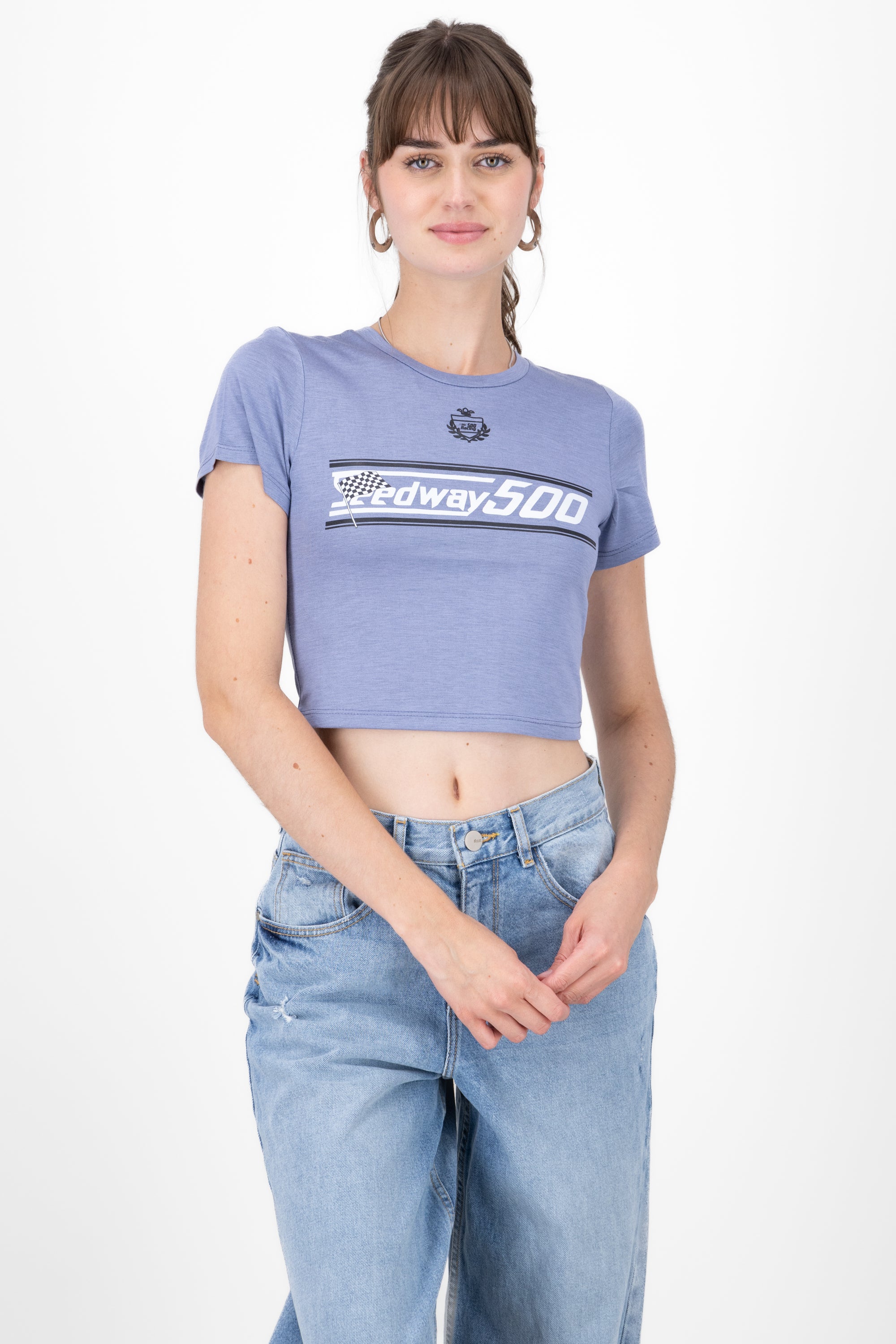 Crop Racing shirt INDIGO