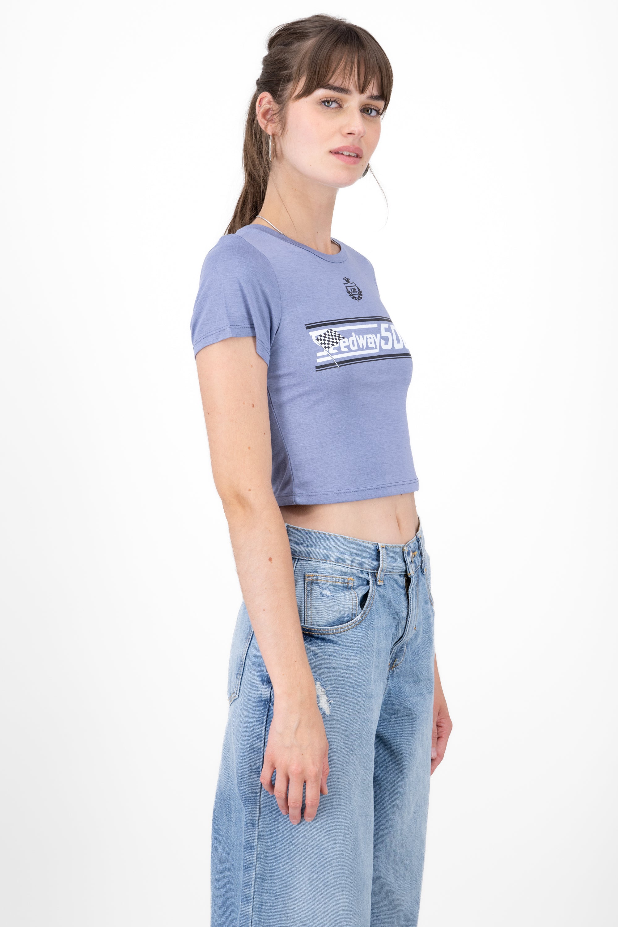 Crop Racing shirt INDIGO