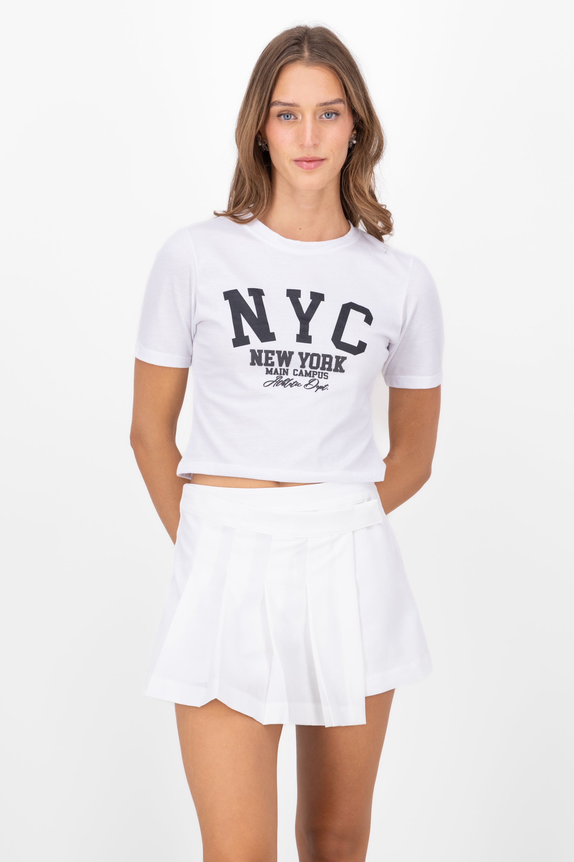 CROP NYC SHORT CORT MANAGA T -shirt WHITE