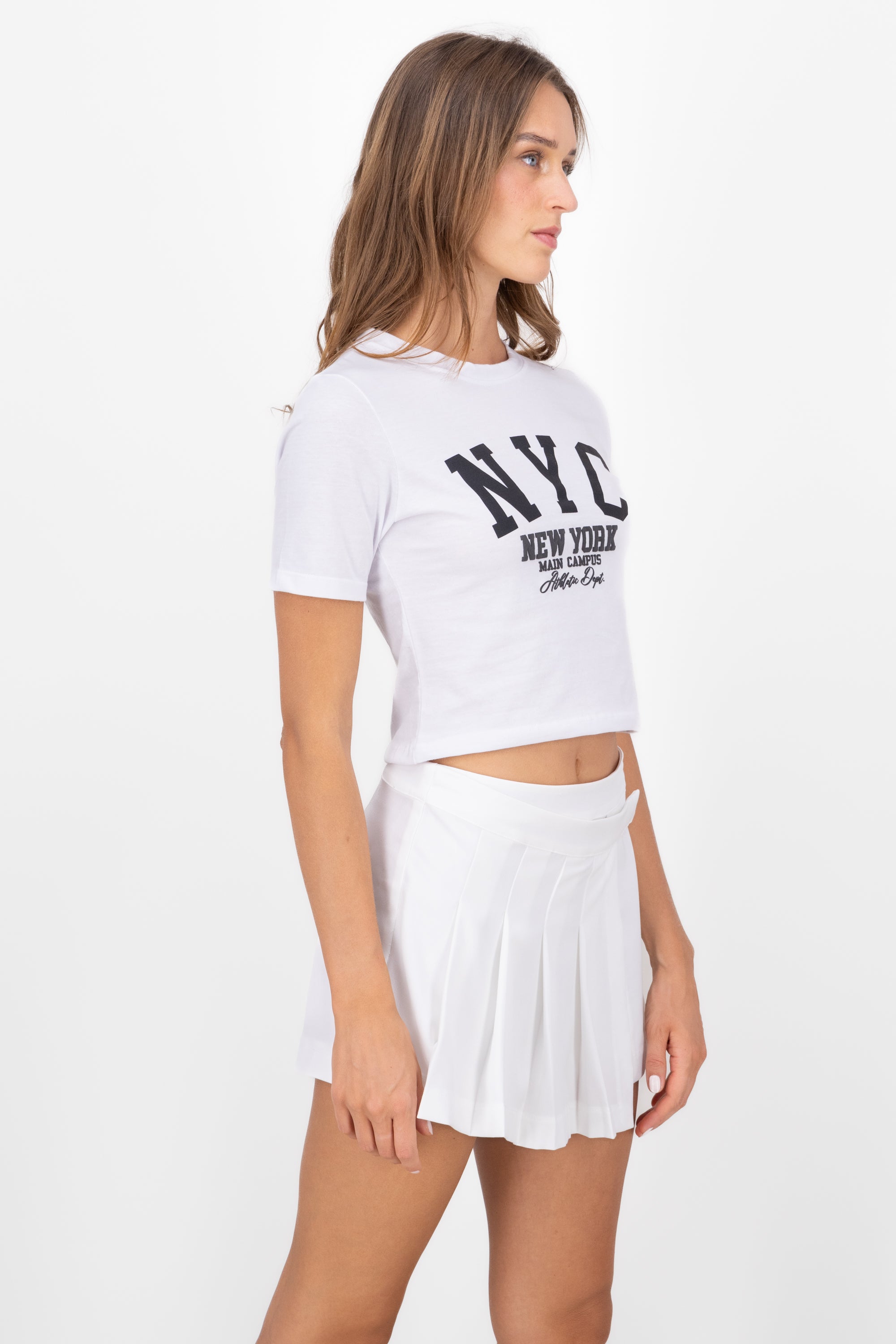 CROP NYC SHORT CORT MANAGA T -shirt WHITE