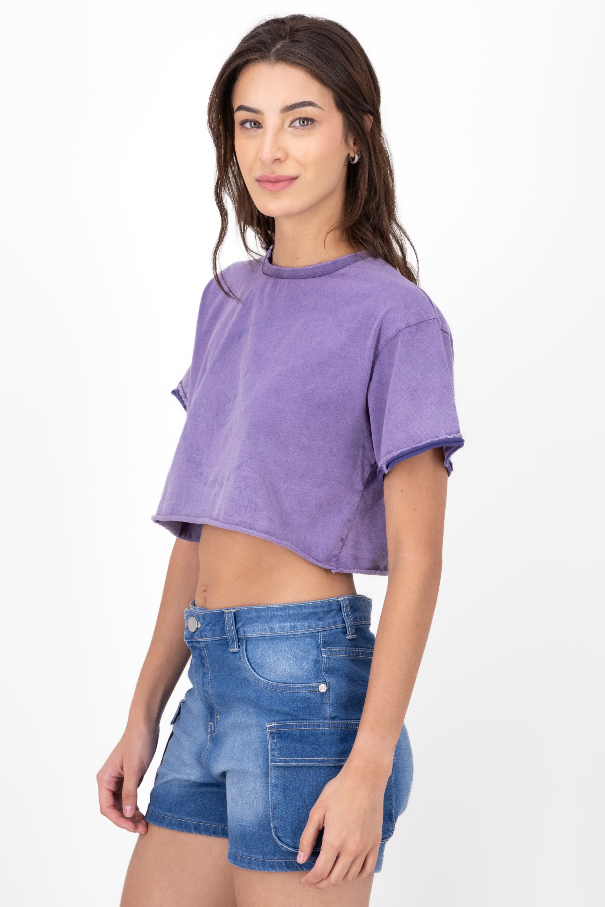 Playera sol luna acid wash MORADO