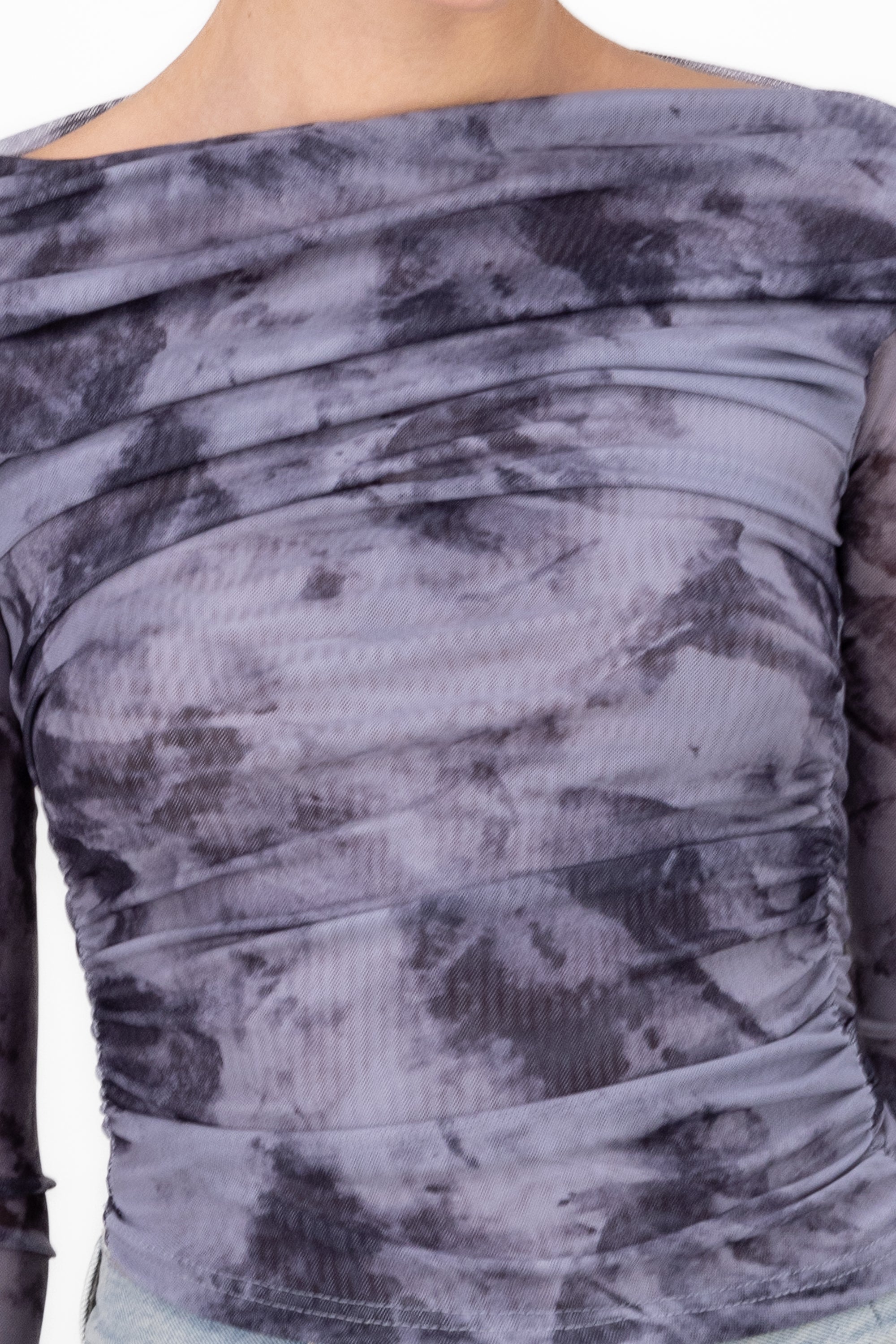 Top Waterfall Mesh Printed GREY