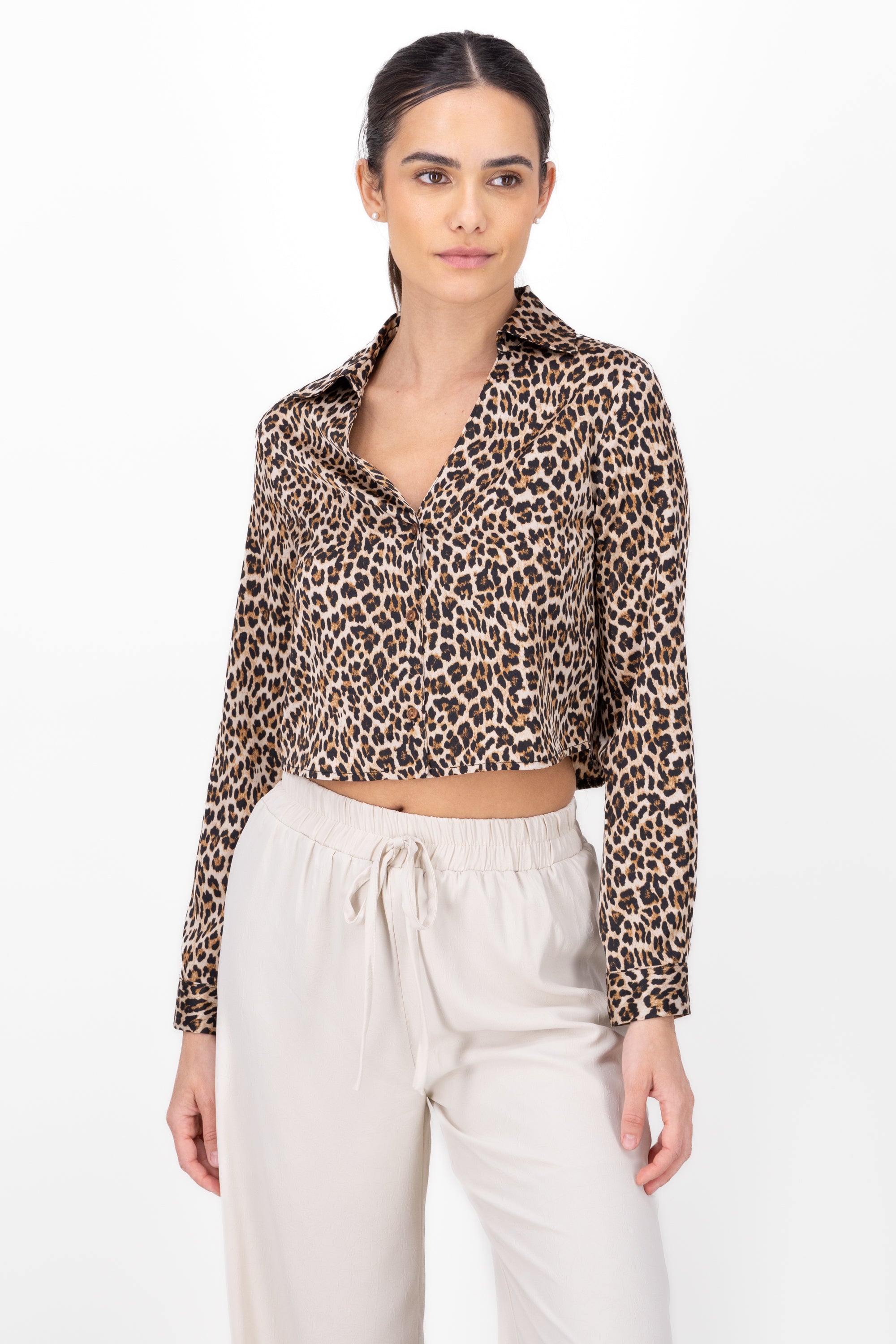 Leopardo Manga Long Hypsters shirt CAFE COMBO