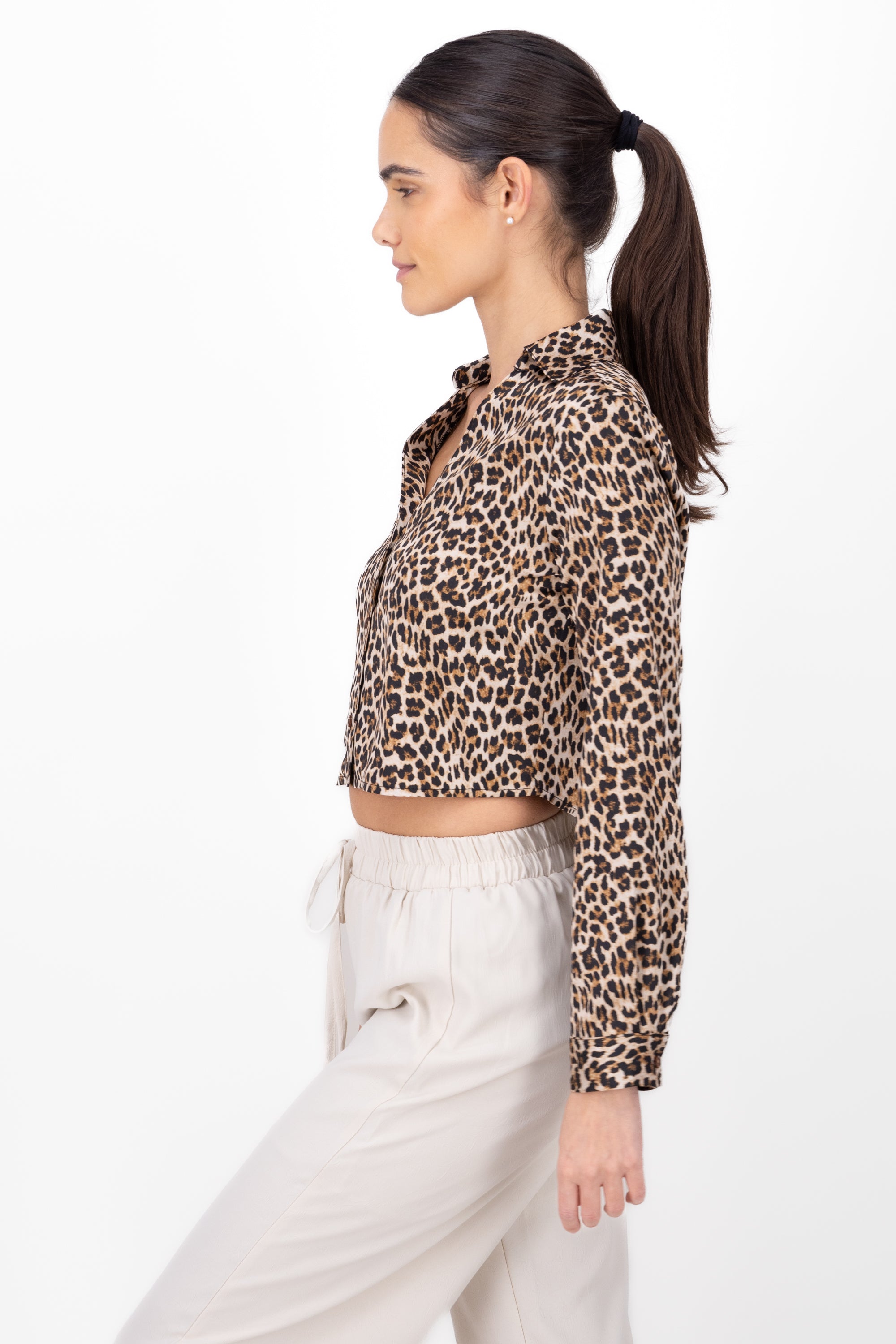 Leopardo Manga Long Hypsters shirt CAFE COMBO