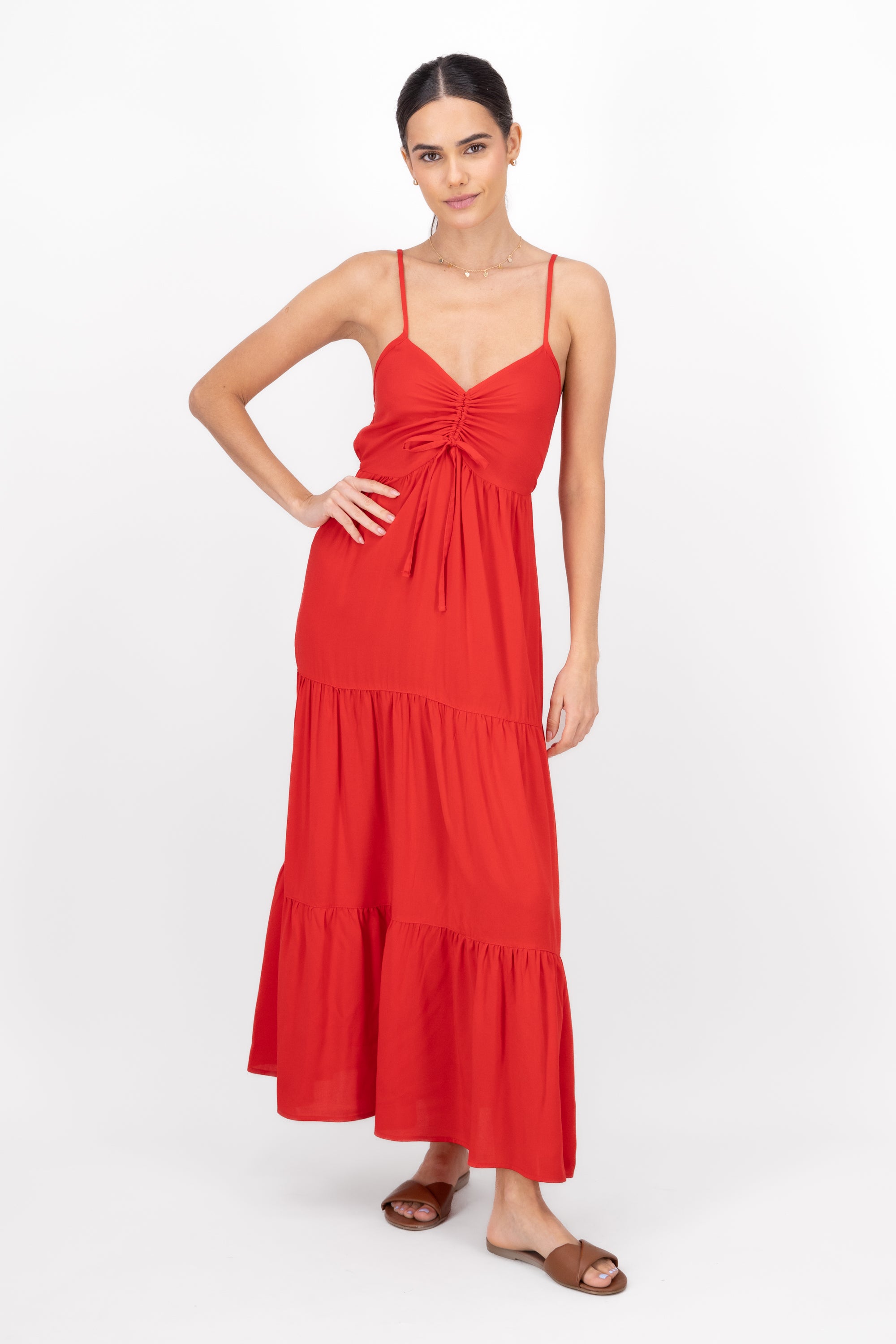 Vestido maxi tirantes ROJO