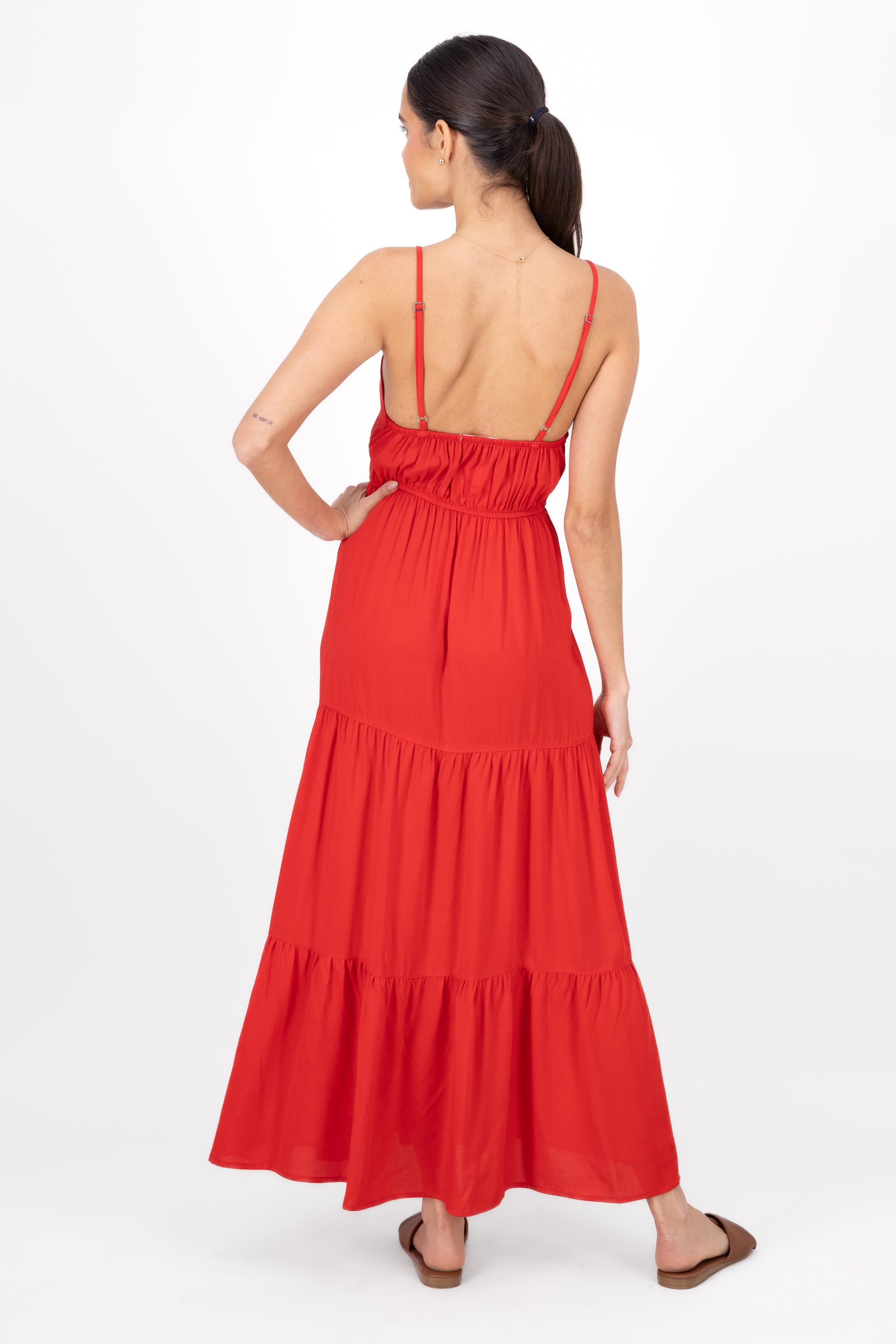 Vestido maxi tirantes ROJO