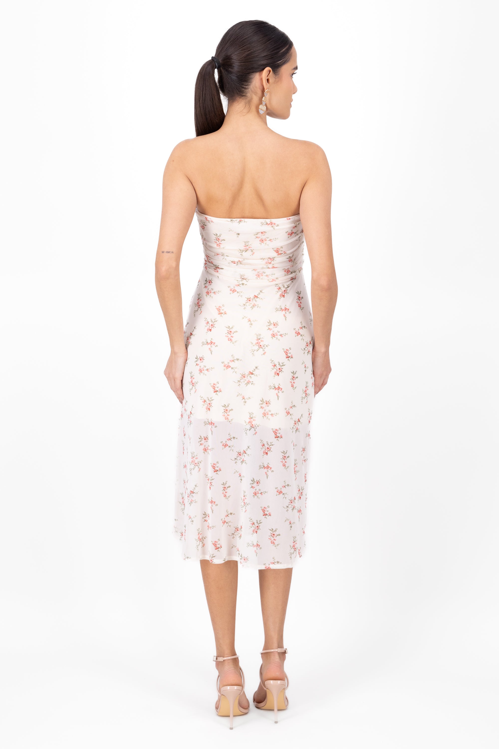 Drapeado Mesh Printed Flowers BEIGE