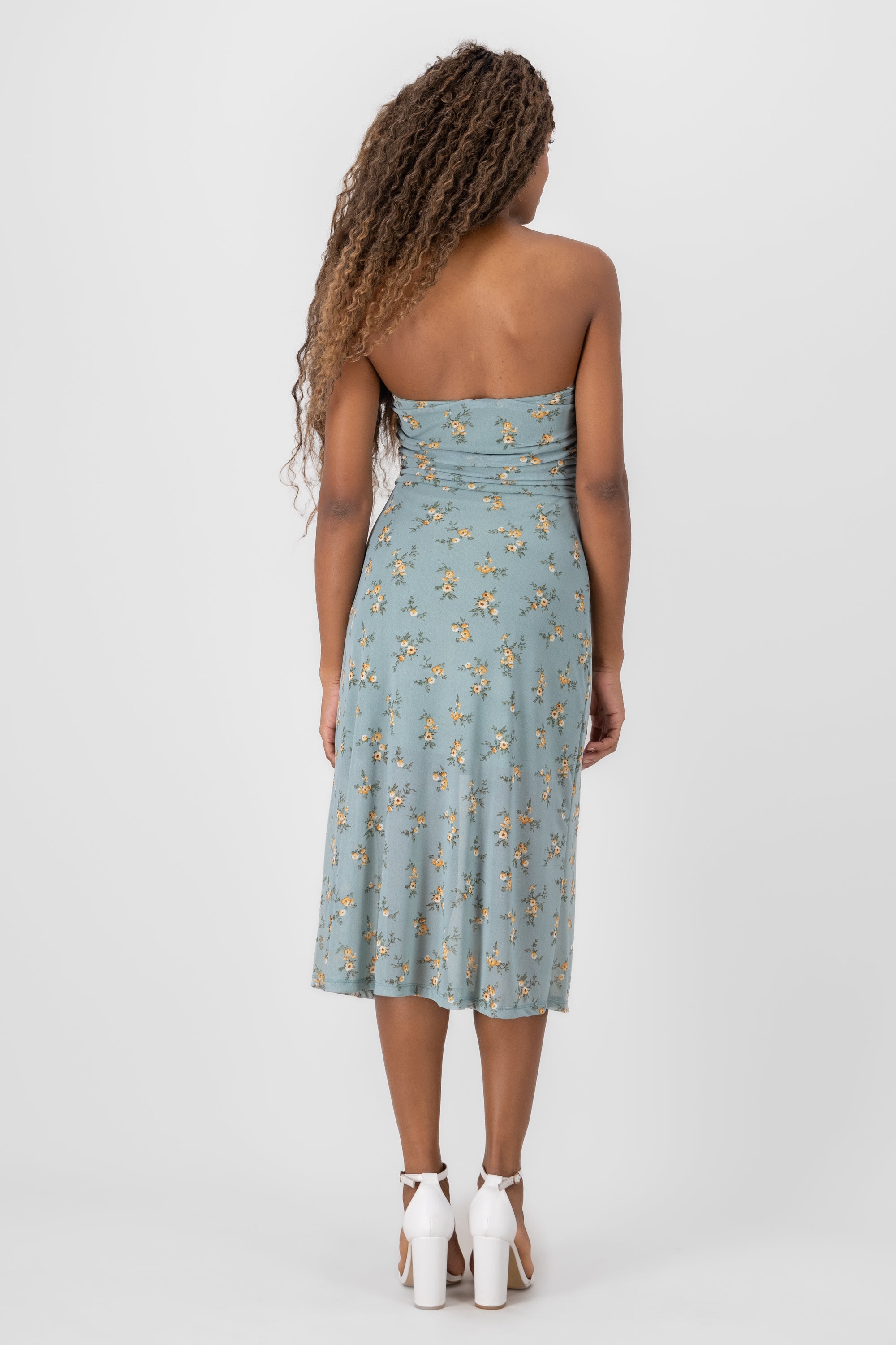 Drapeado Mesh Printed Flowers Sage
