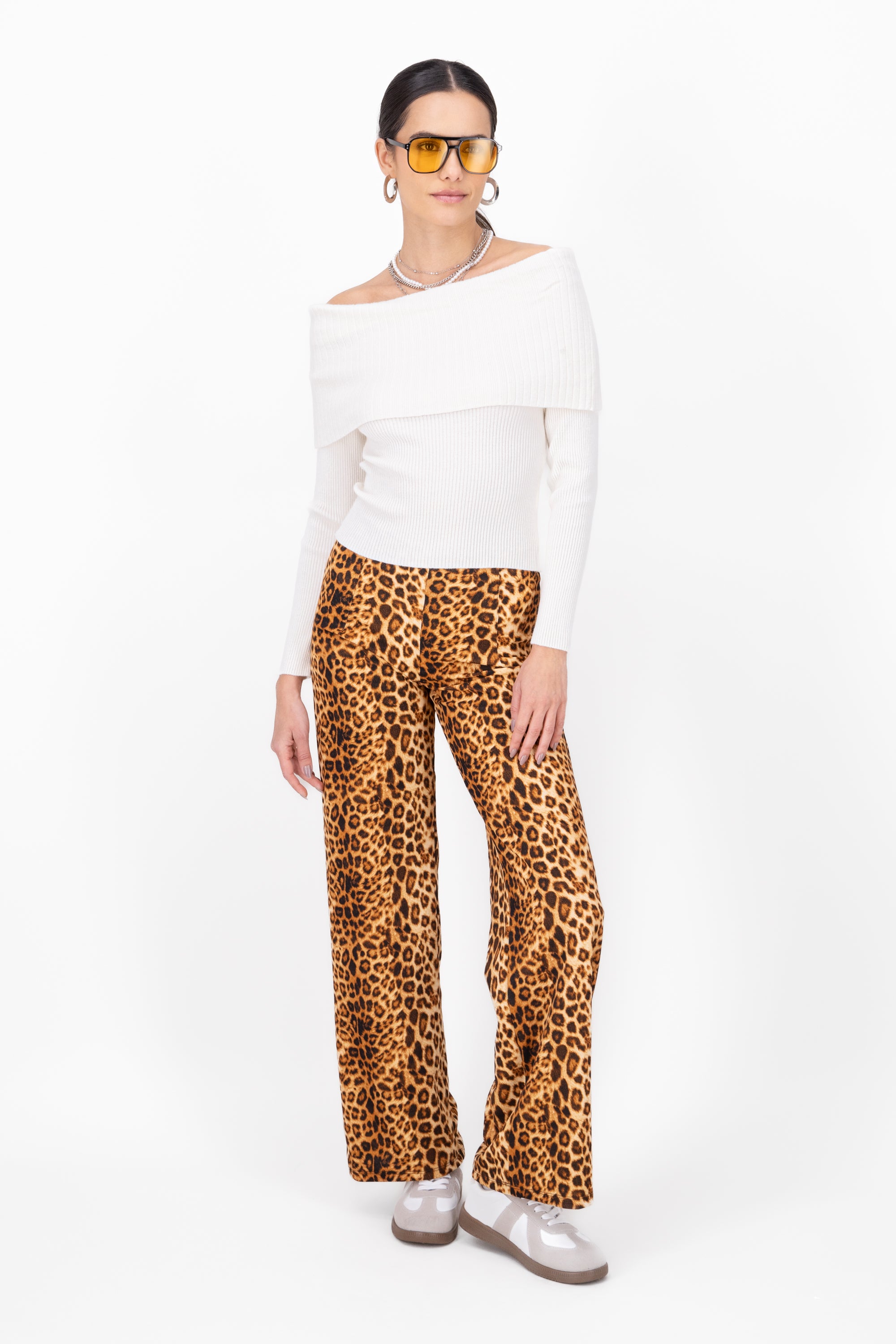 Pantalon amplio animal print CAFE COMBO