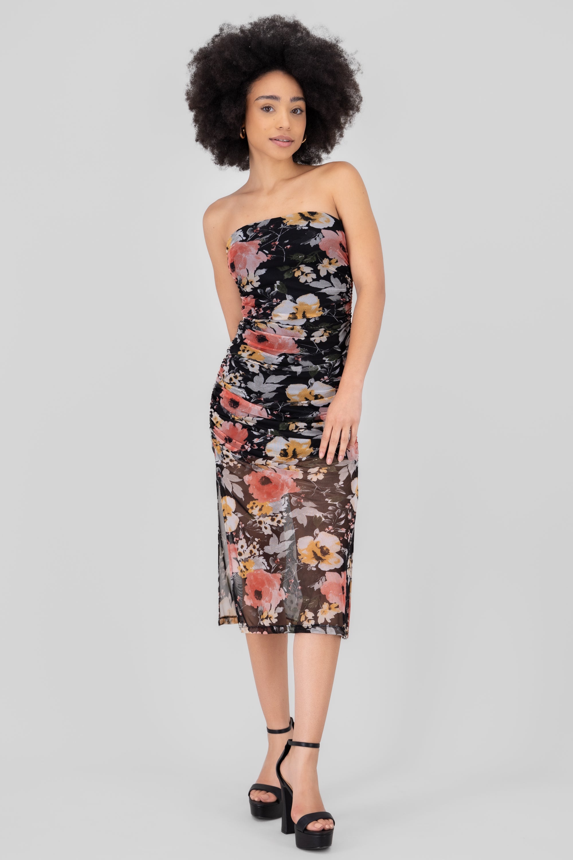 MIDI MESS DRESS MISH HYPSTER FLOWERS Black Combo