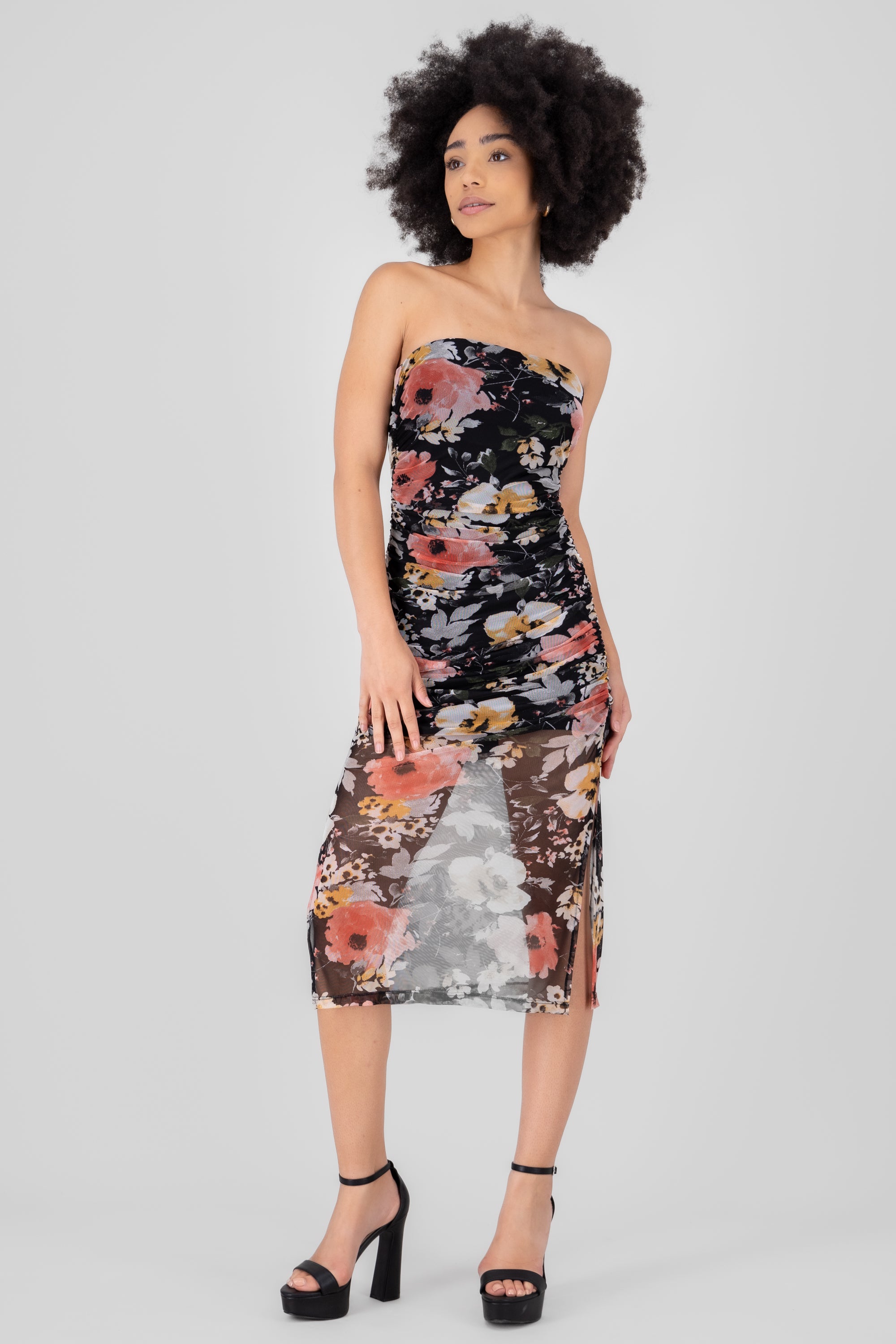 MIDI MESS DRESS MISH HYPSTER FLOWERS Black Combo