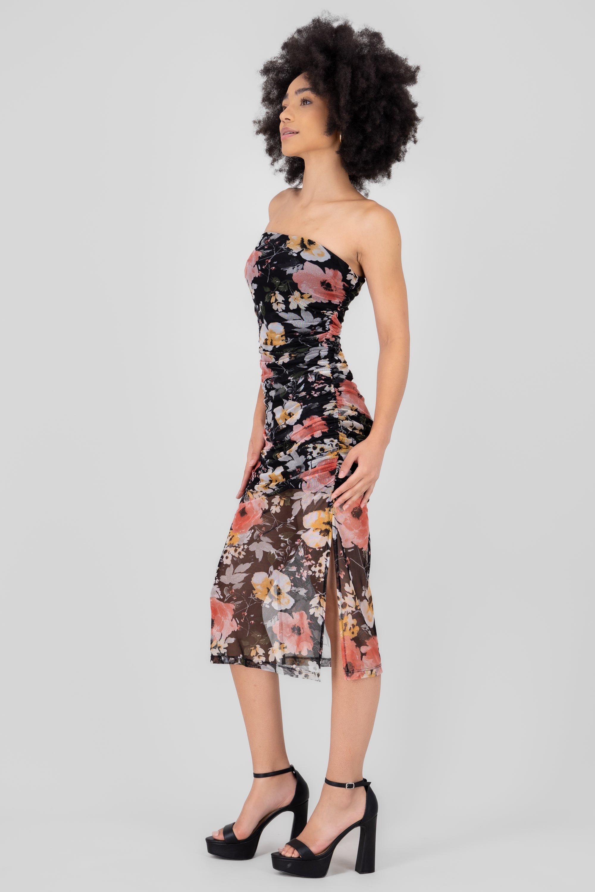 MIDI MESS DRESS MISH HYPSTER FLOWERS Black Combo