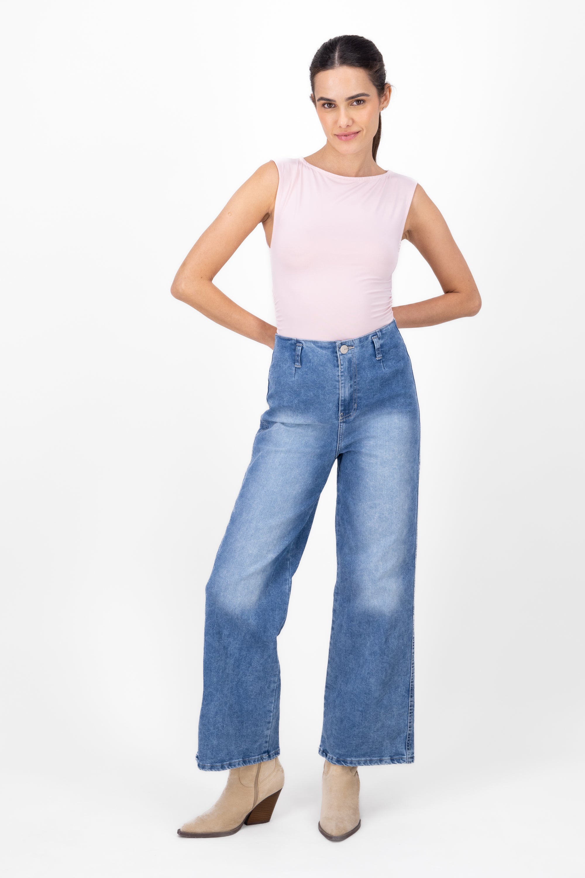 Wide leg jeans without caught Stone Light