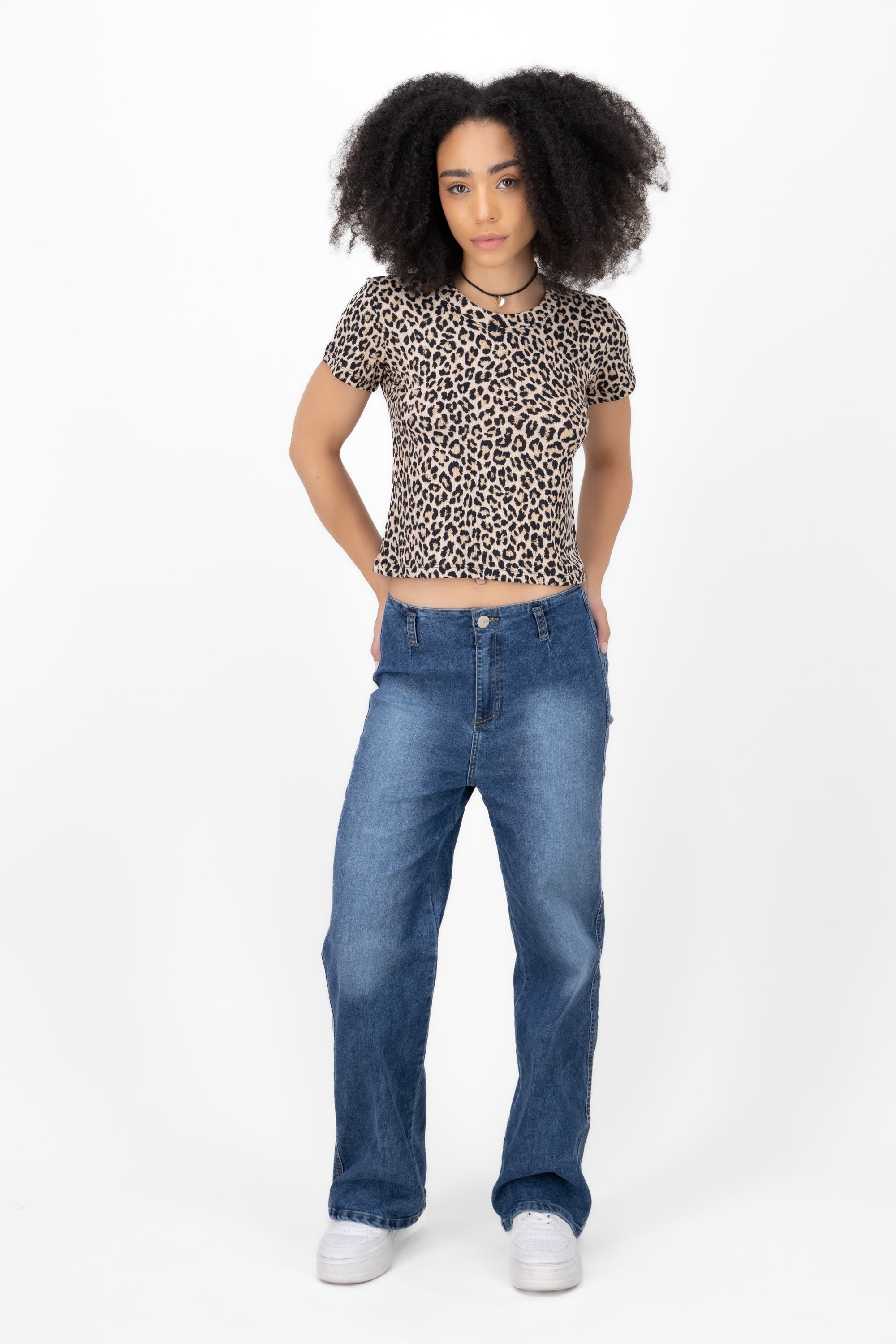 Wide leg jeans without caught Middle Stone