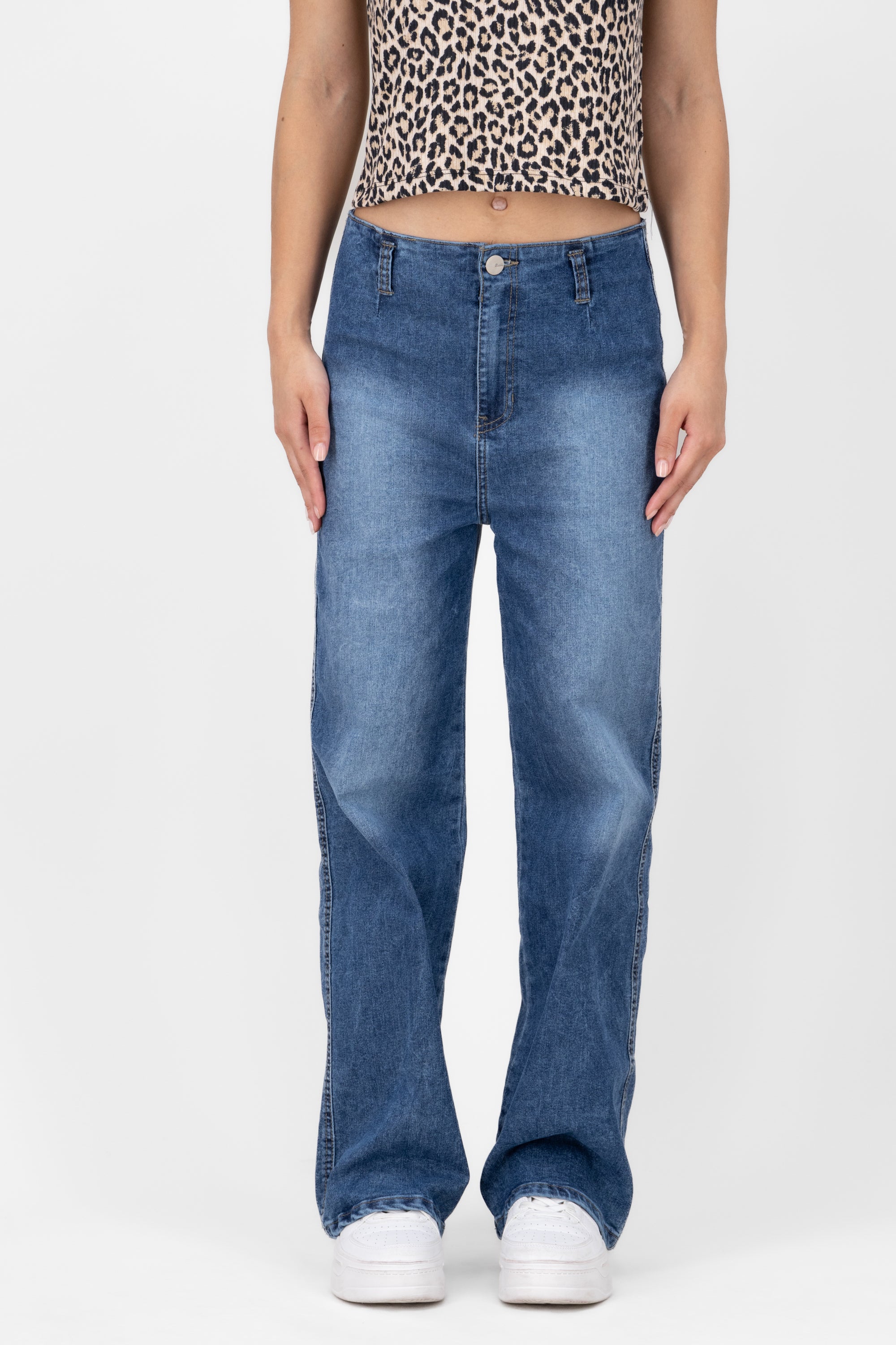 Wide leg jeans without caught Middle Stone