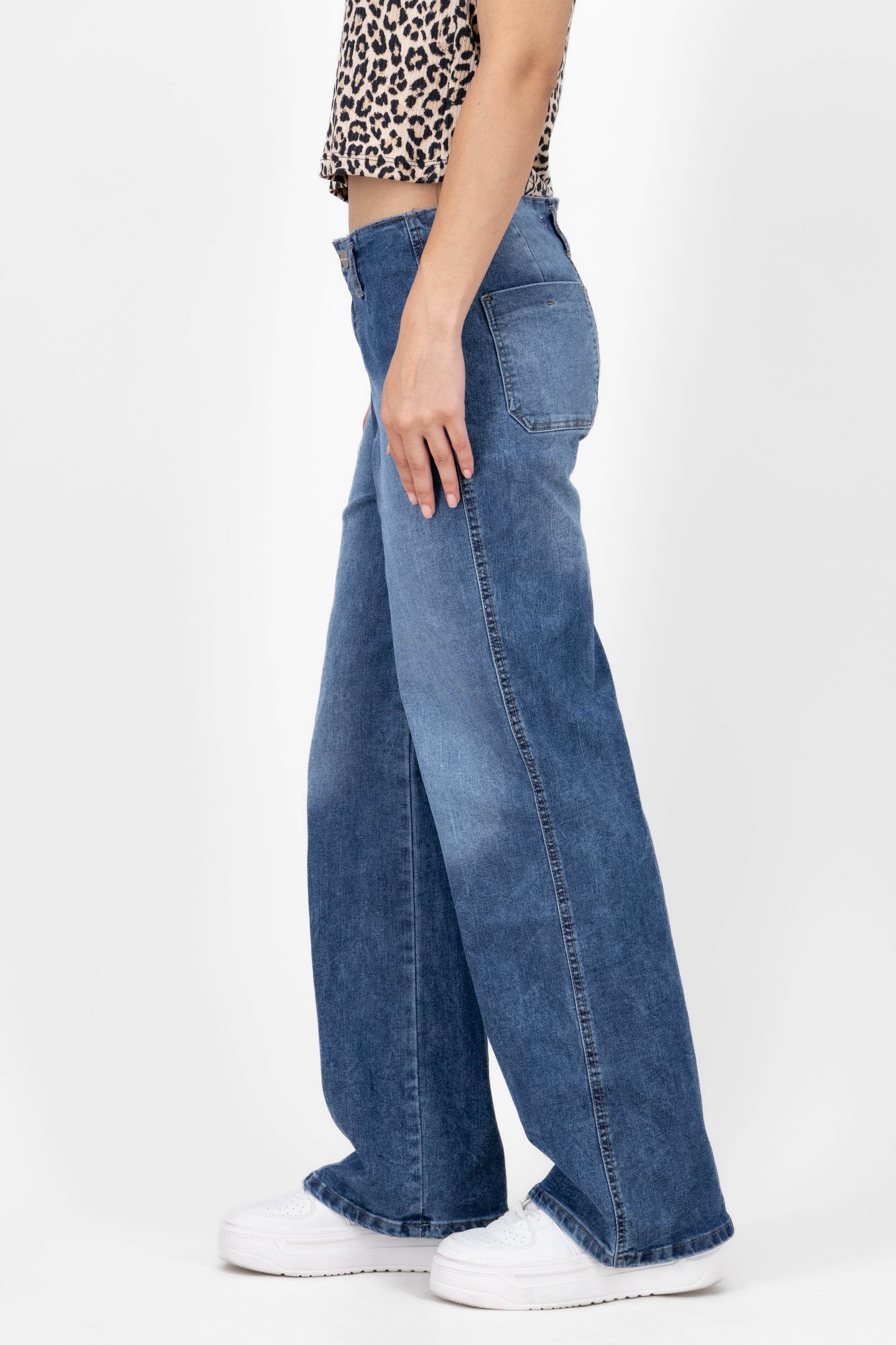 Wide leg jeans without caught Middle Stone