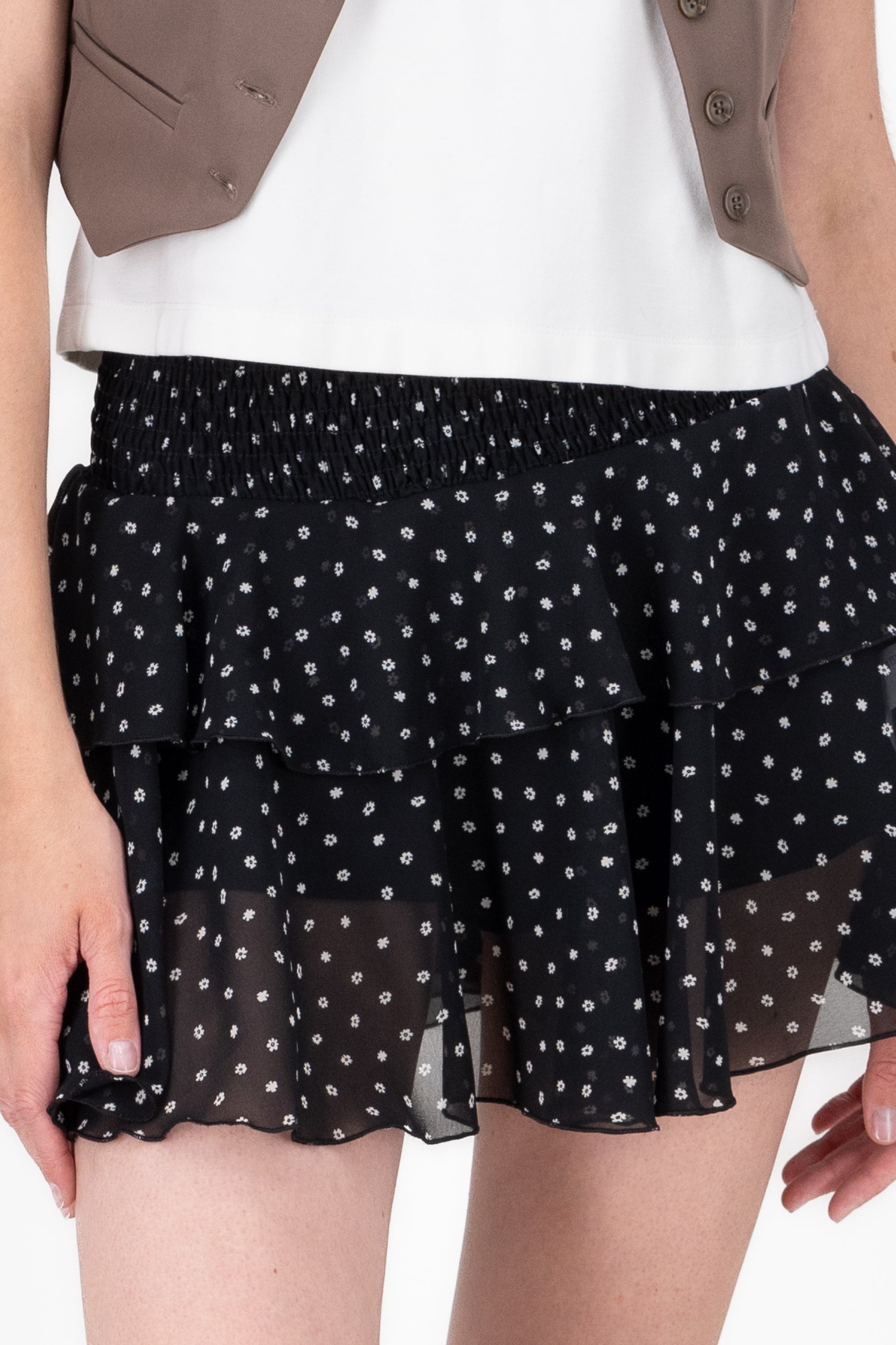 Falda doble olan detalle resorte NEGRO COMBO