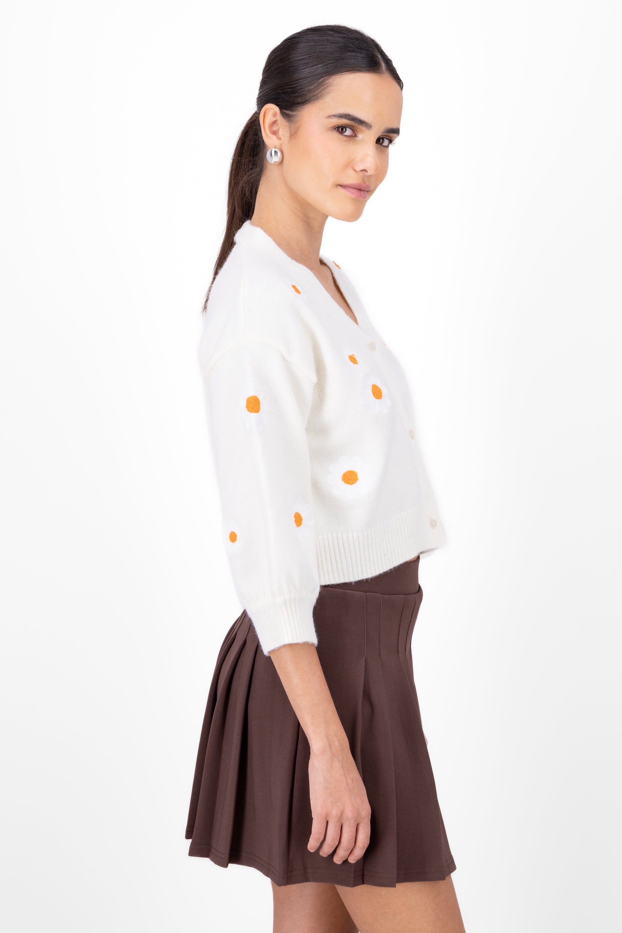 Cardigan Flores Margaritas White Combo