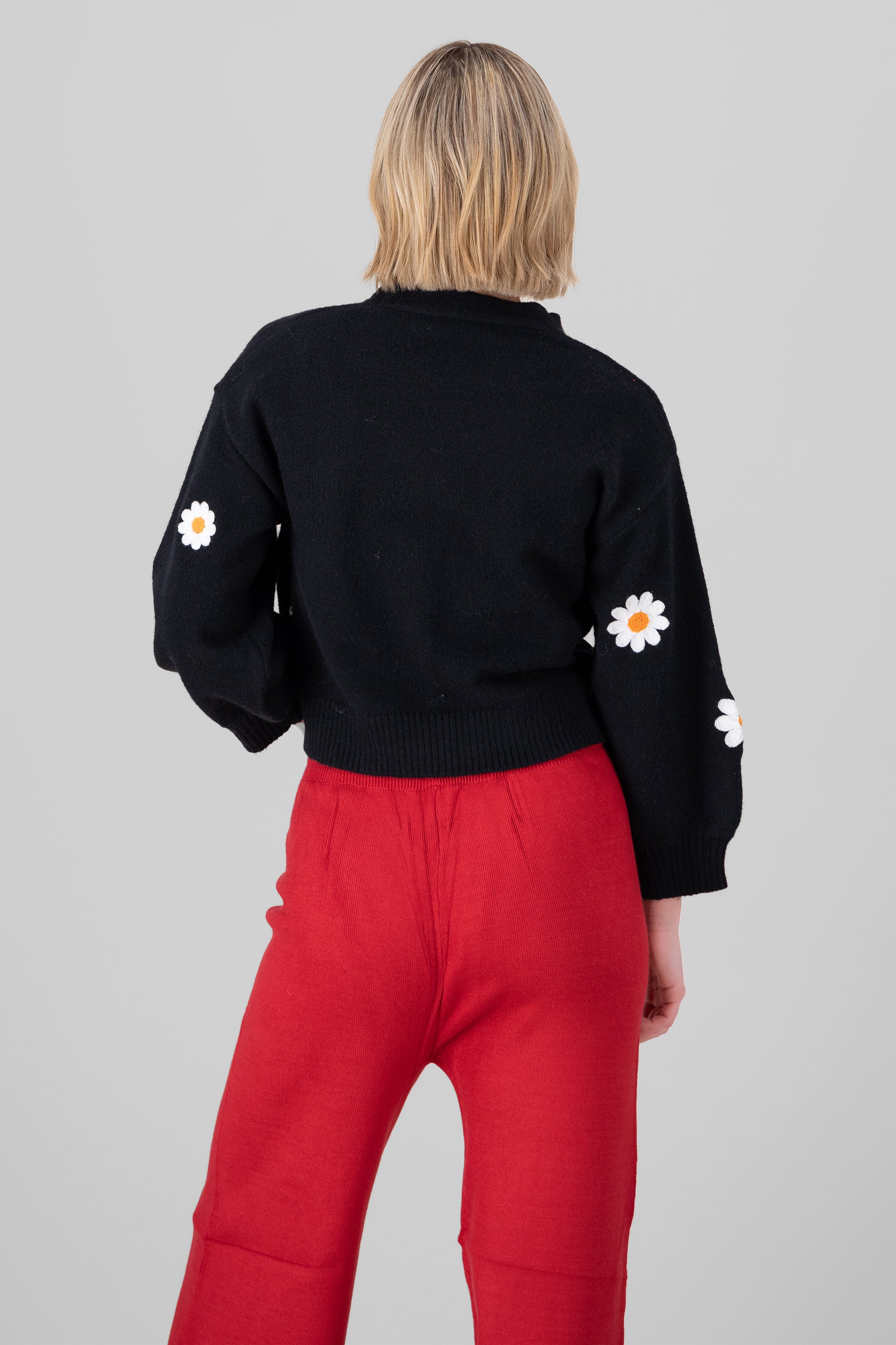 Cardigan flores margaritas NEGRO COMBO