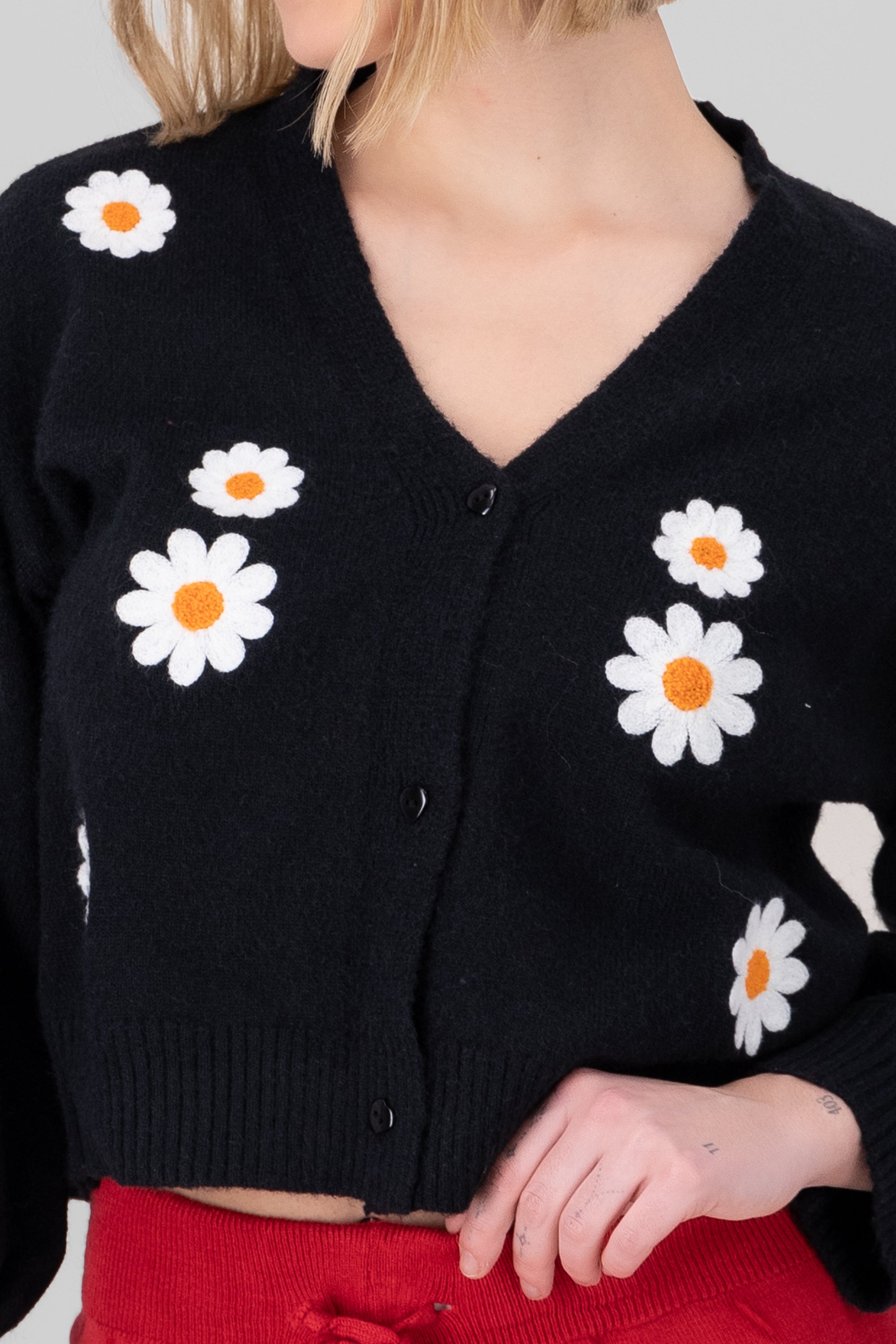 Cardigan flores margaritas NEGRO COMBO
