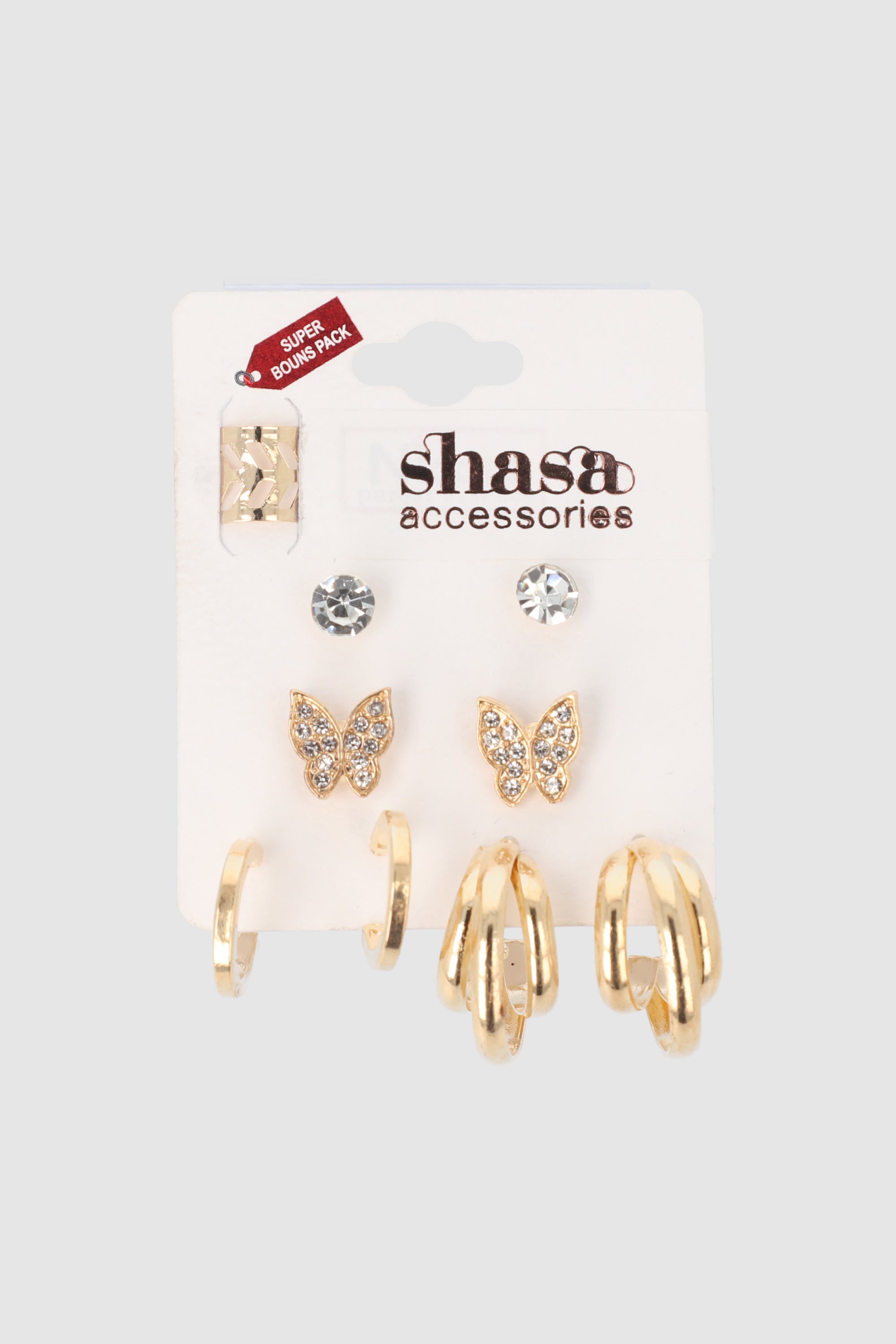 Set 4 pares aretes earcuff ORO