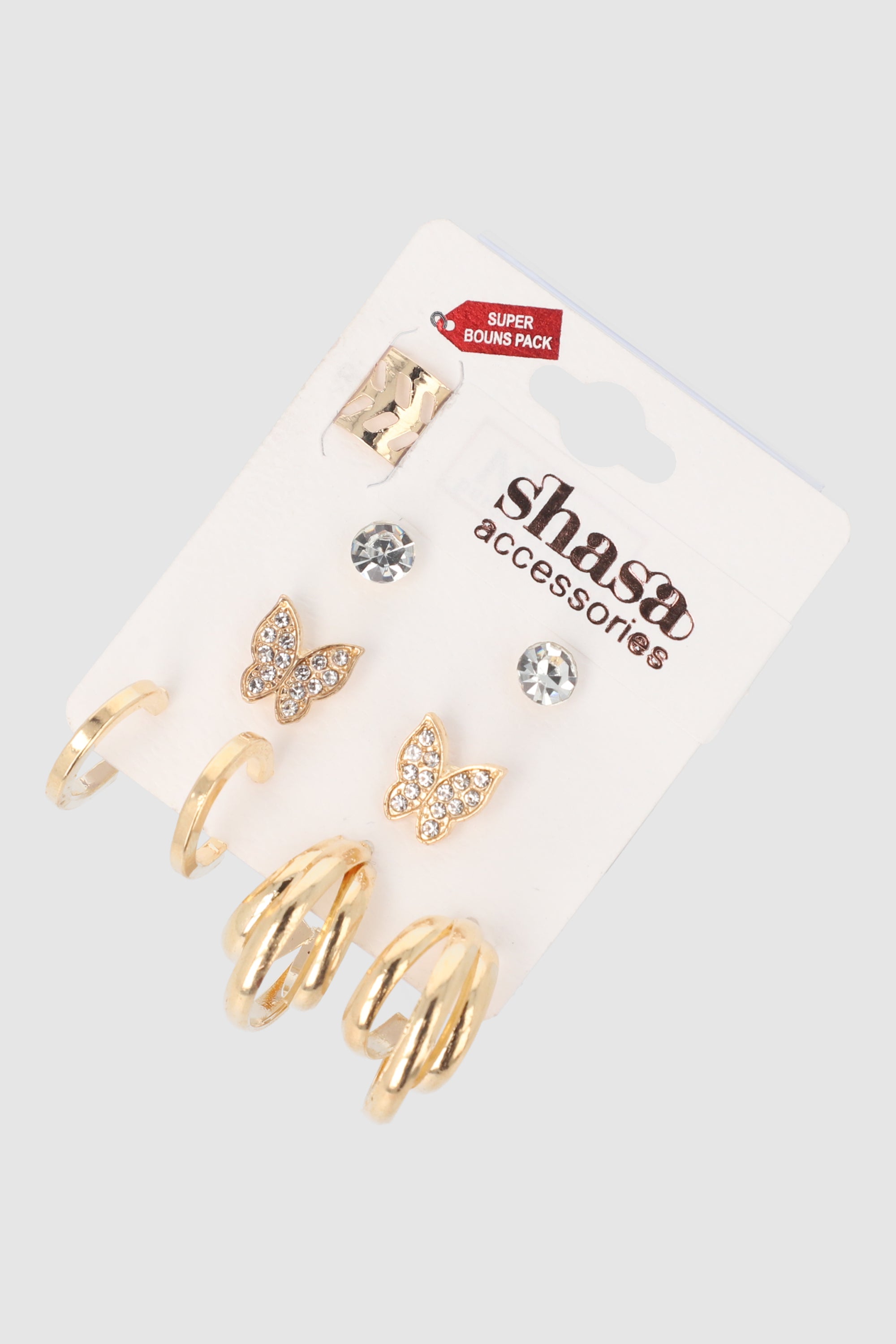 Set 4 pares aretes earcuff ORO