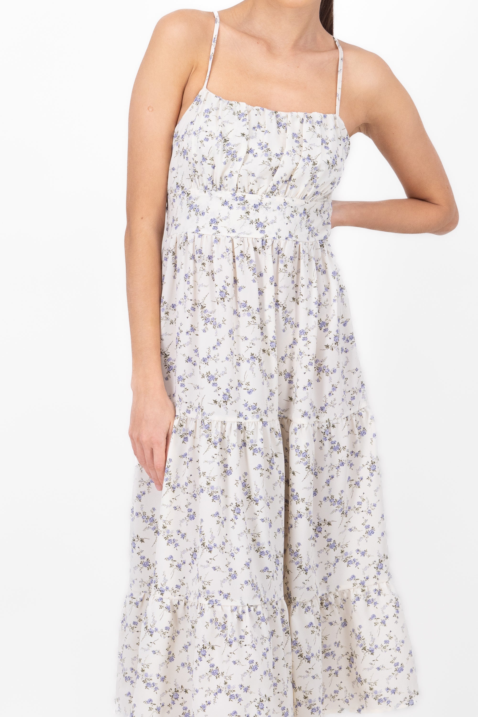 Vestido midi flores HUESO COMBO