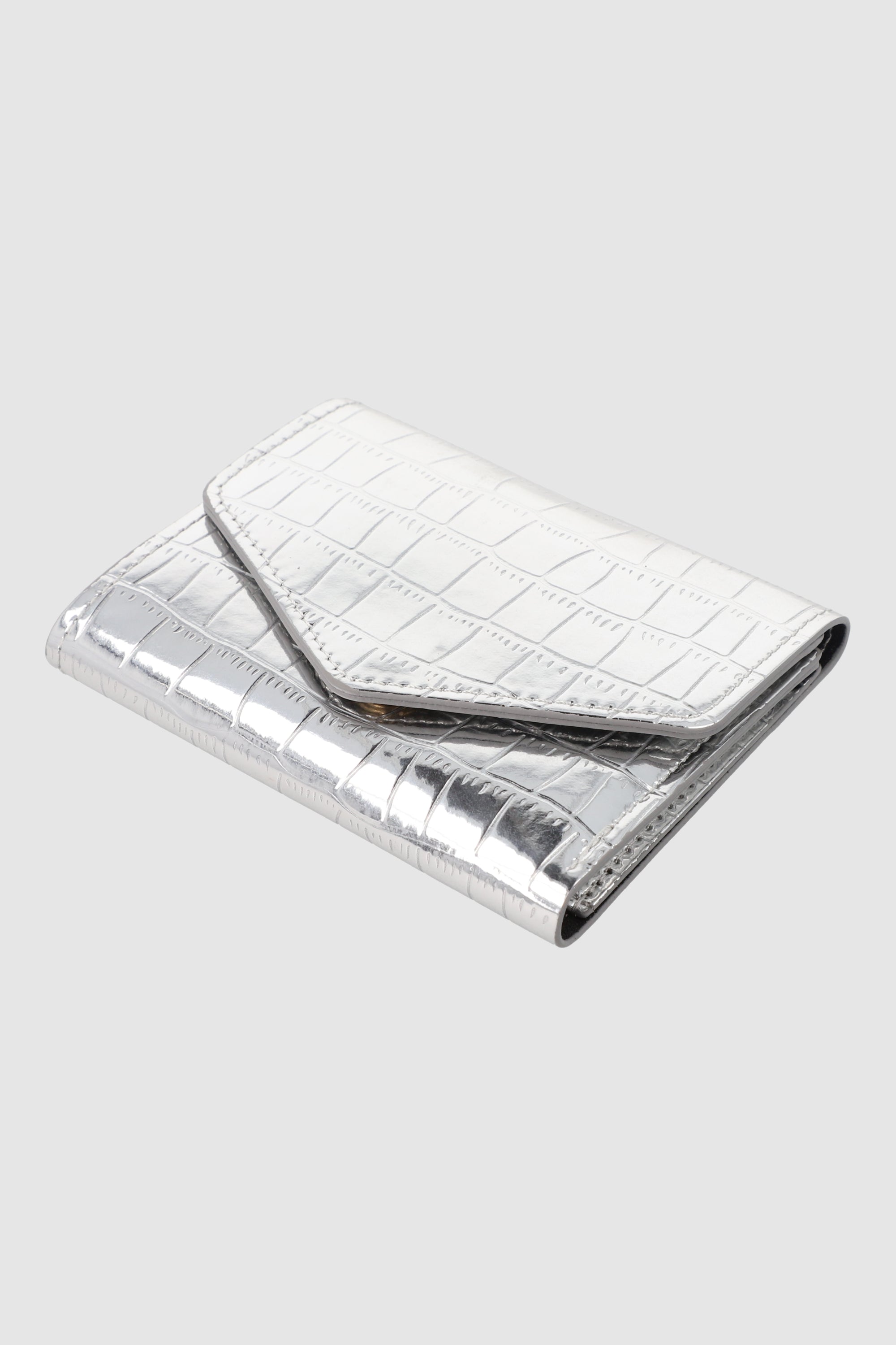 Cartera pequeña croco PLATA