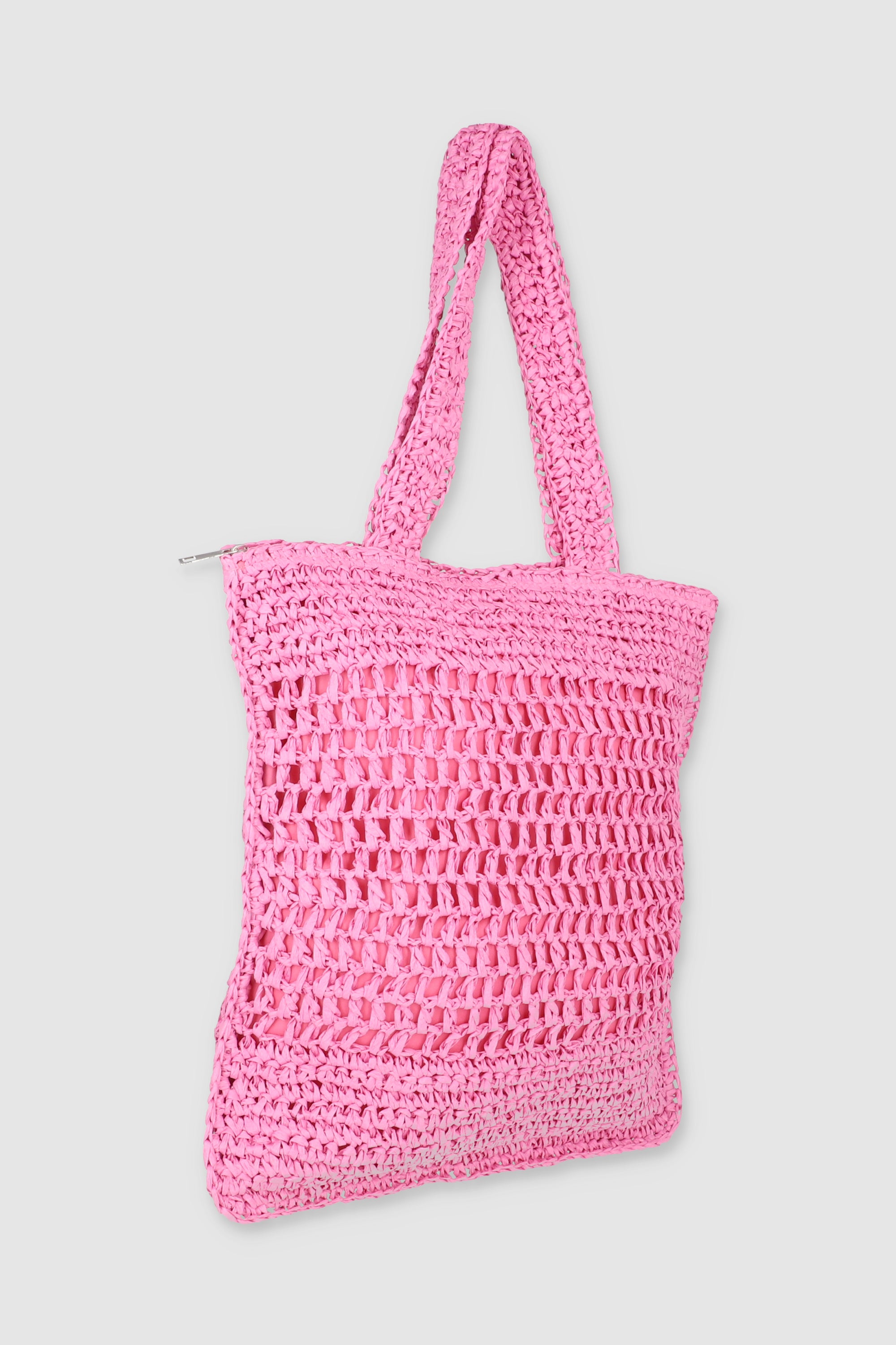 Tote entrelazada raffia ROSA