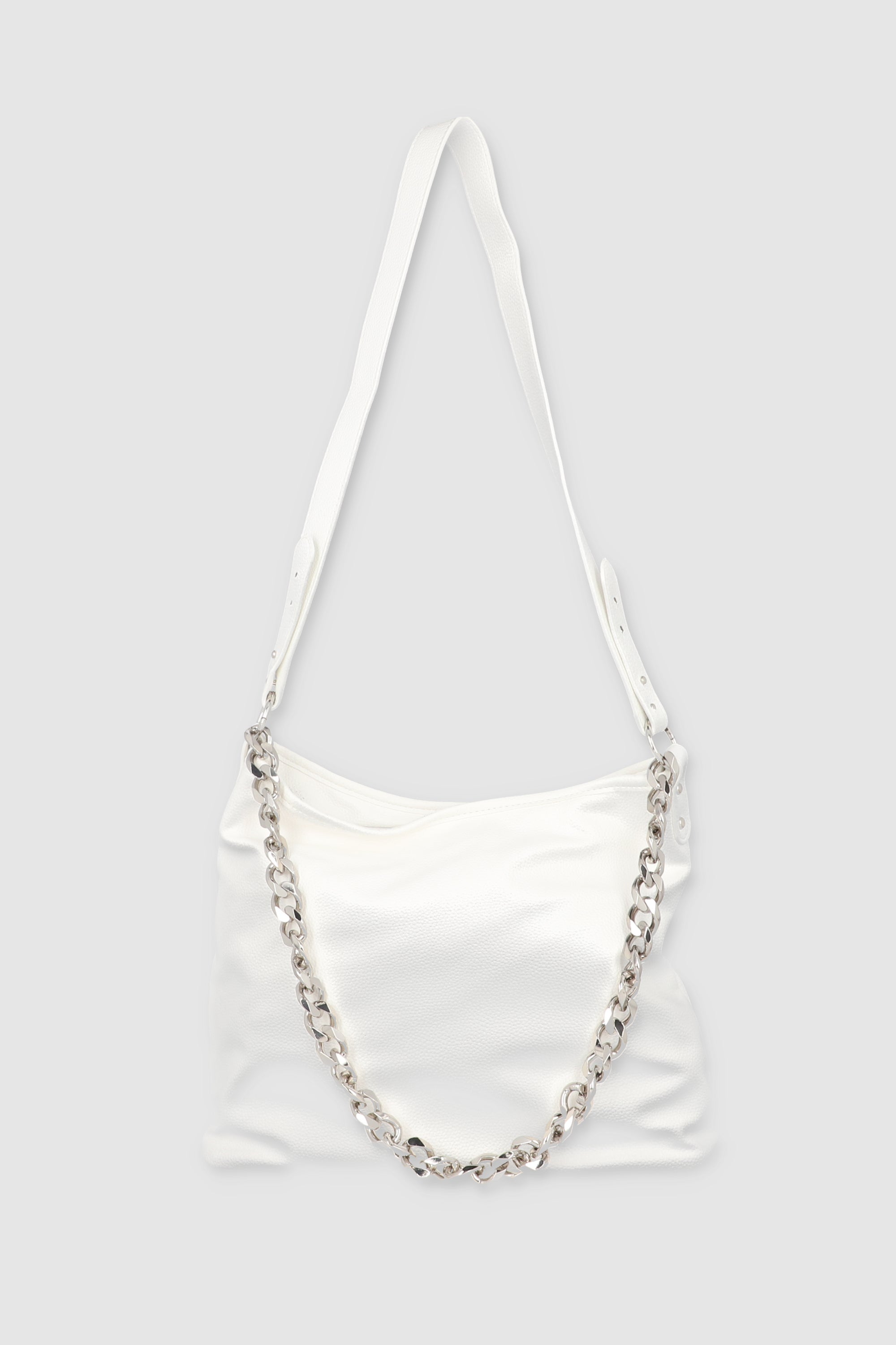 Slouchy chain shoulder bag WHITE