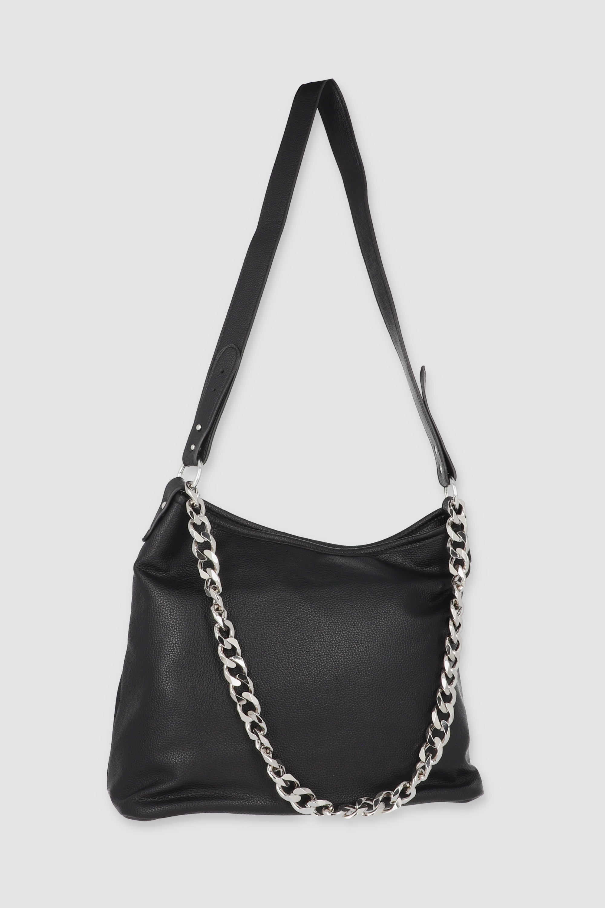 Slouchy chain shoulder bag BLACK