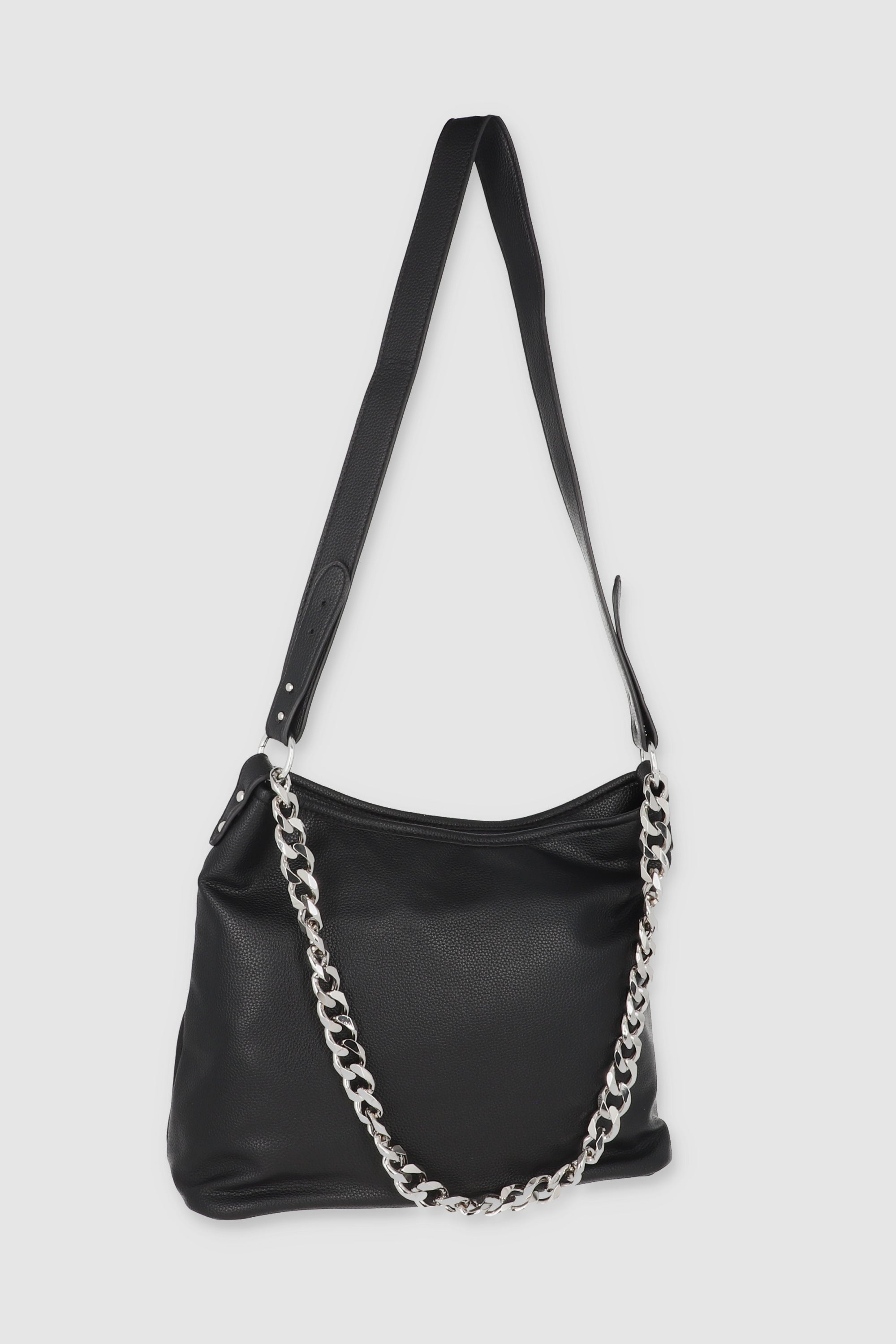 Slouchy chain shoulder bag BLACK