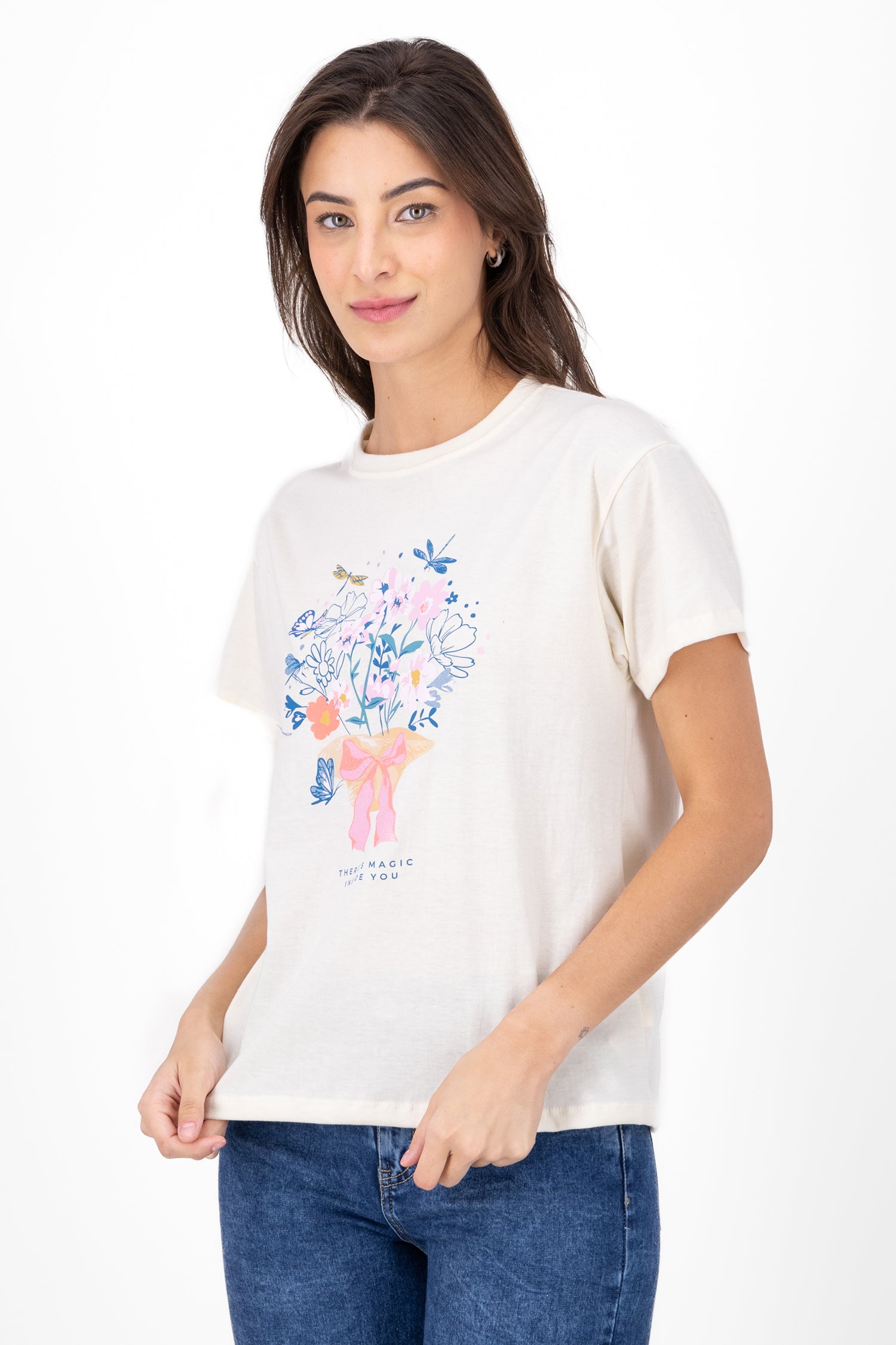 Playera Flores Magic BEIGE