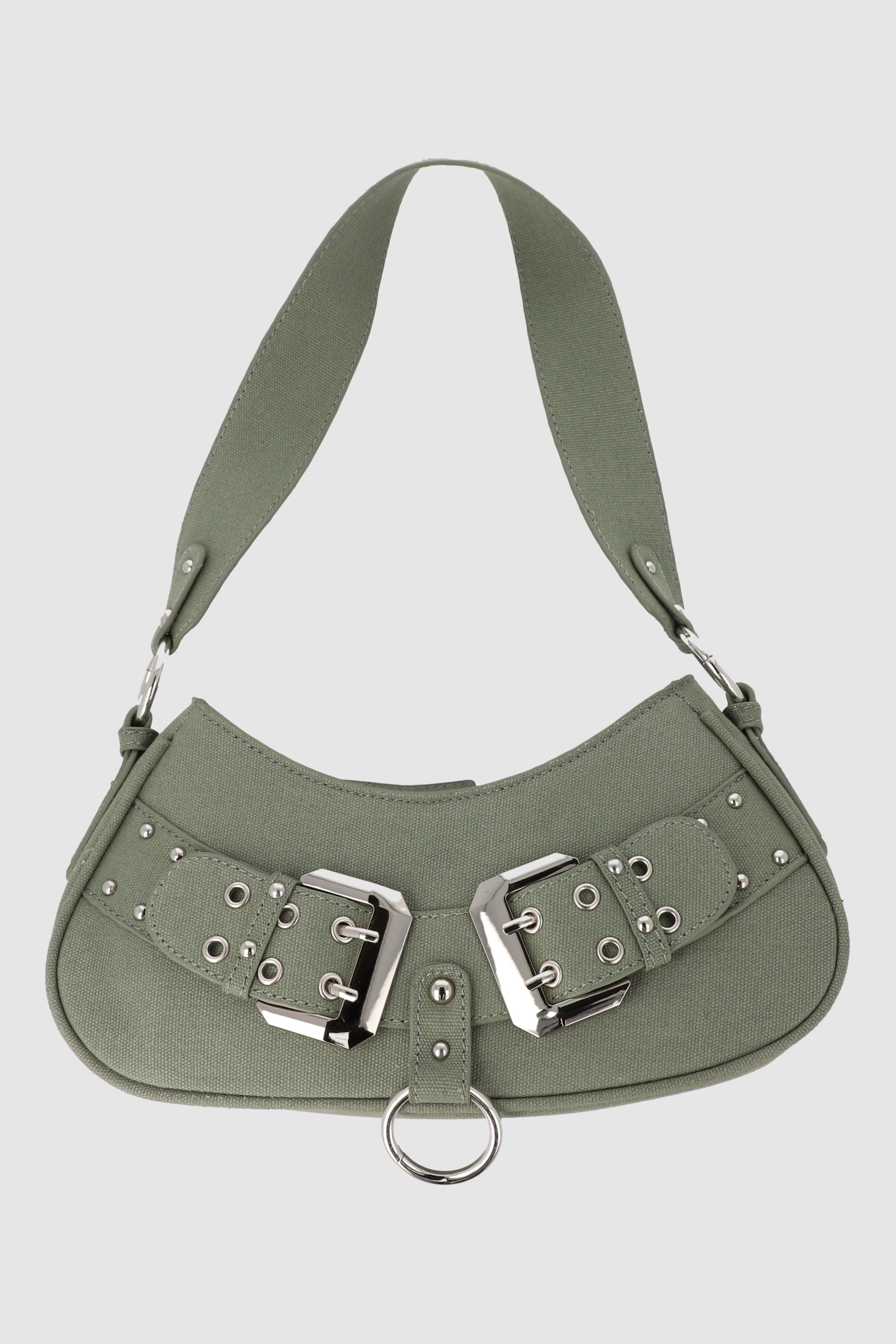 Bolsa baguette dos hebillas grandes GRIS