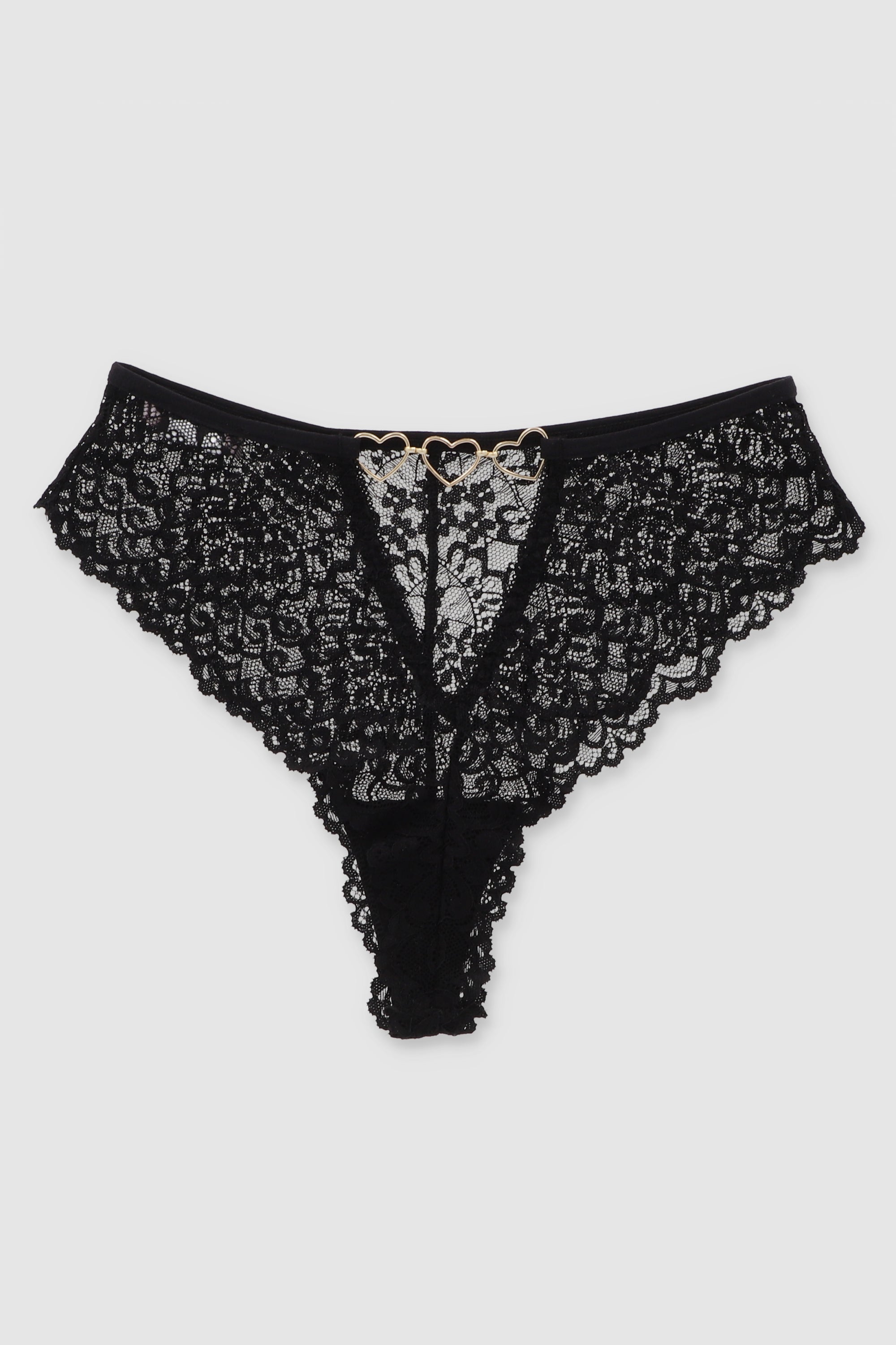 Lace bikini with heart details BLACK