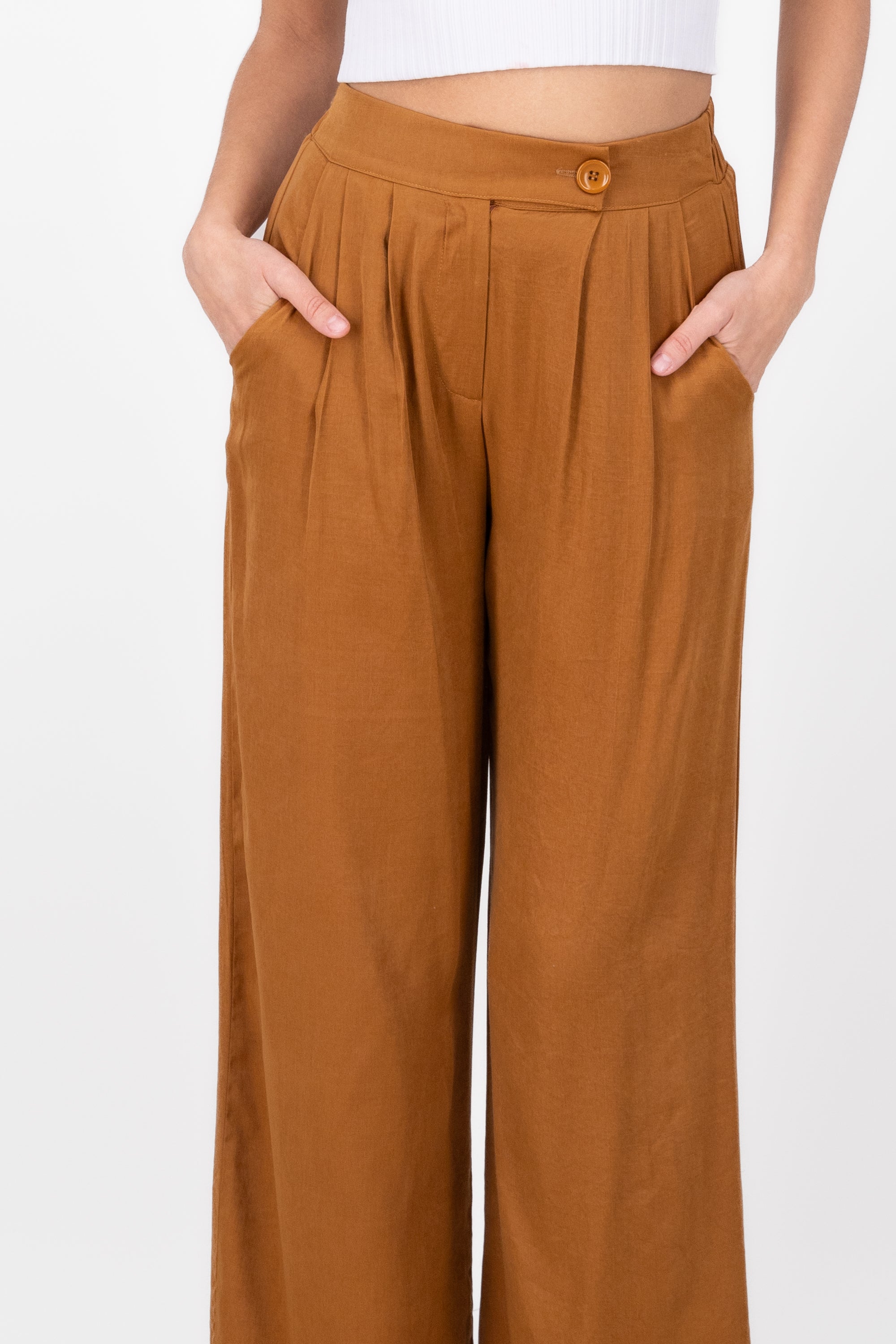 Fluid pants detail button COPPER