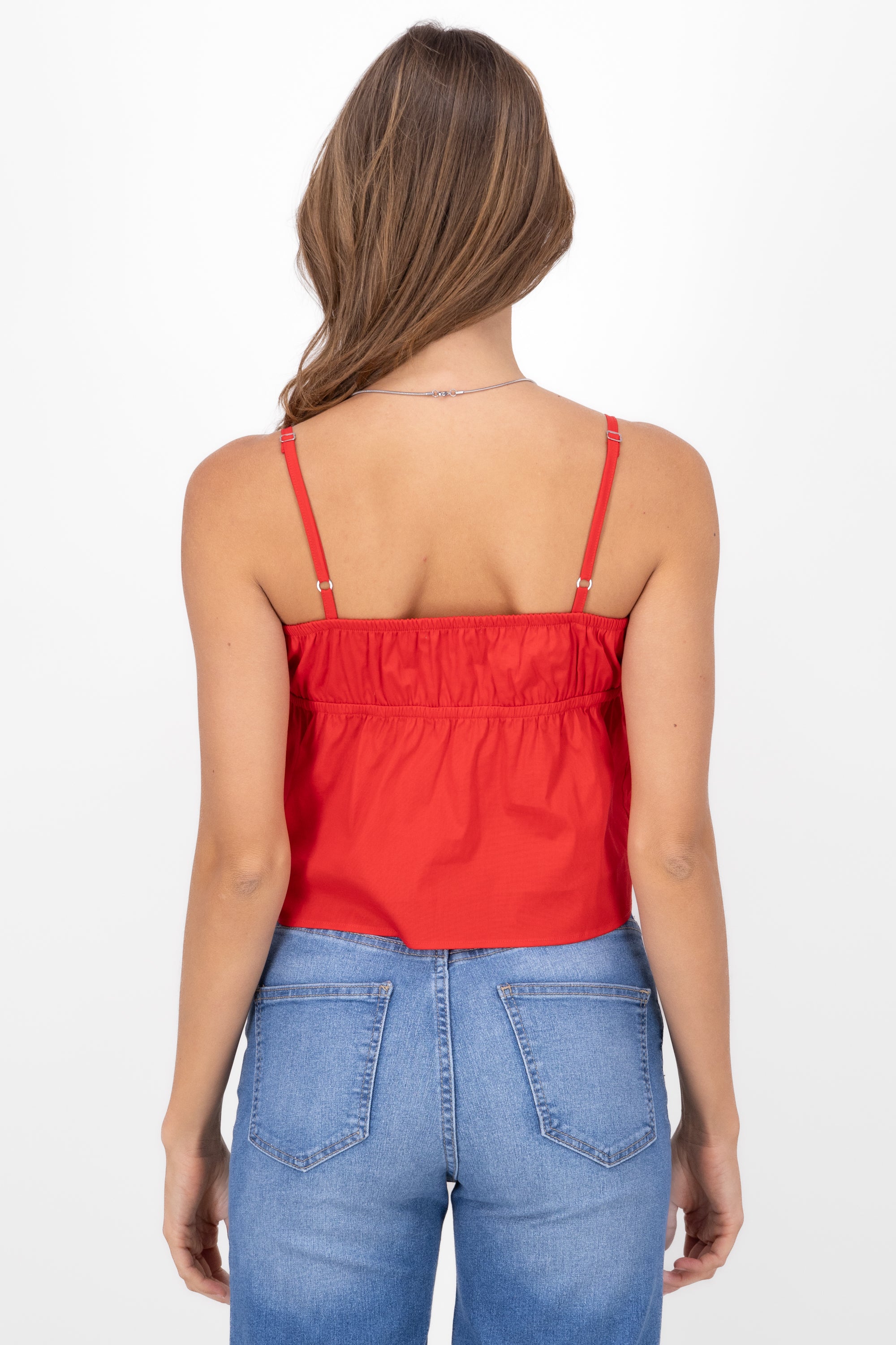 Blusa crop tirantes detalle amarre ROJO