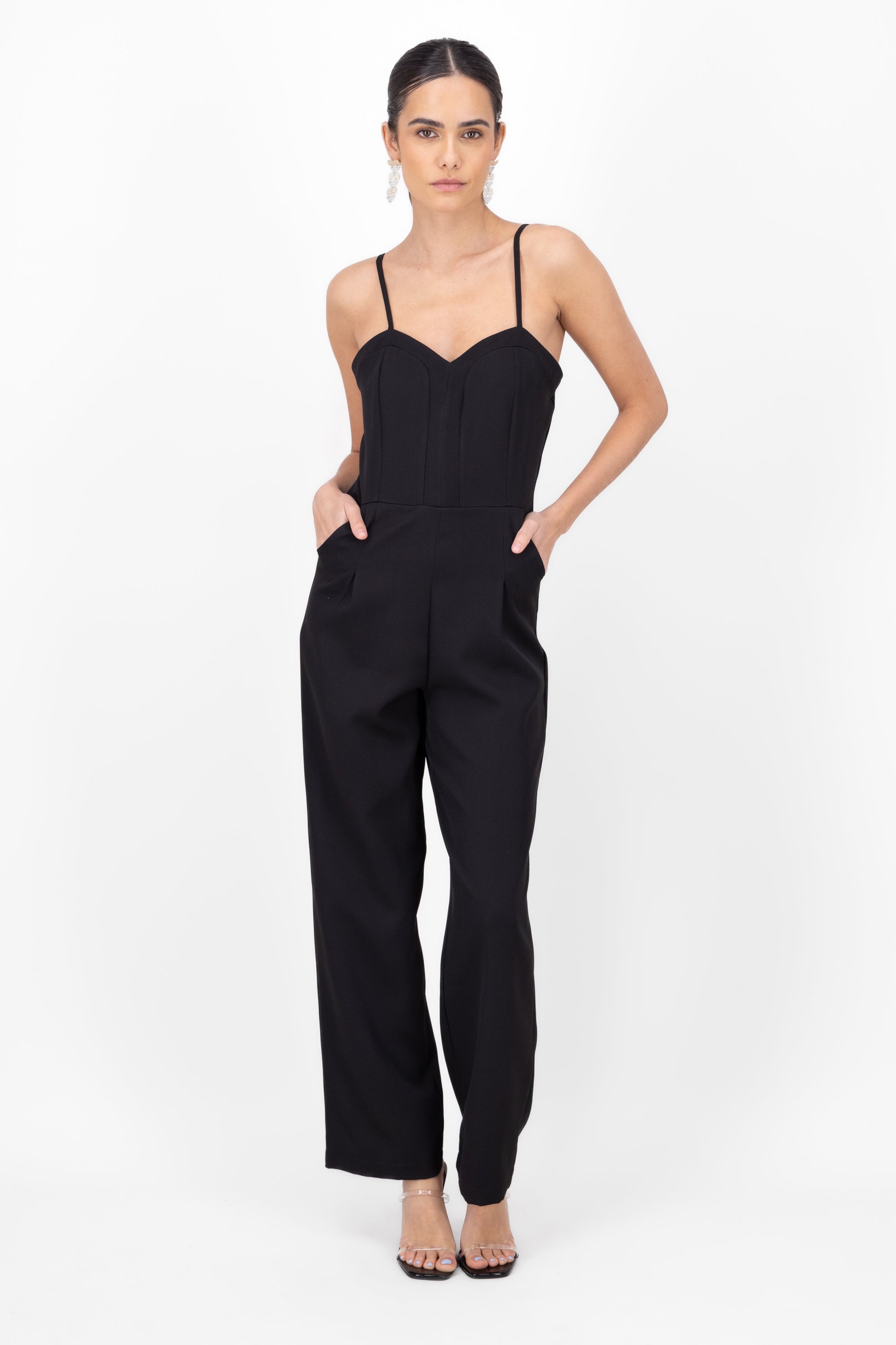 Jumpsuit long braces BLACK