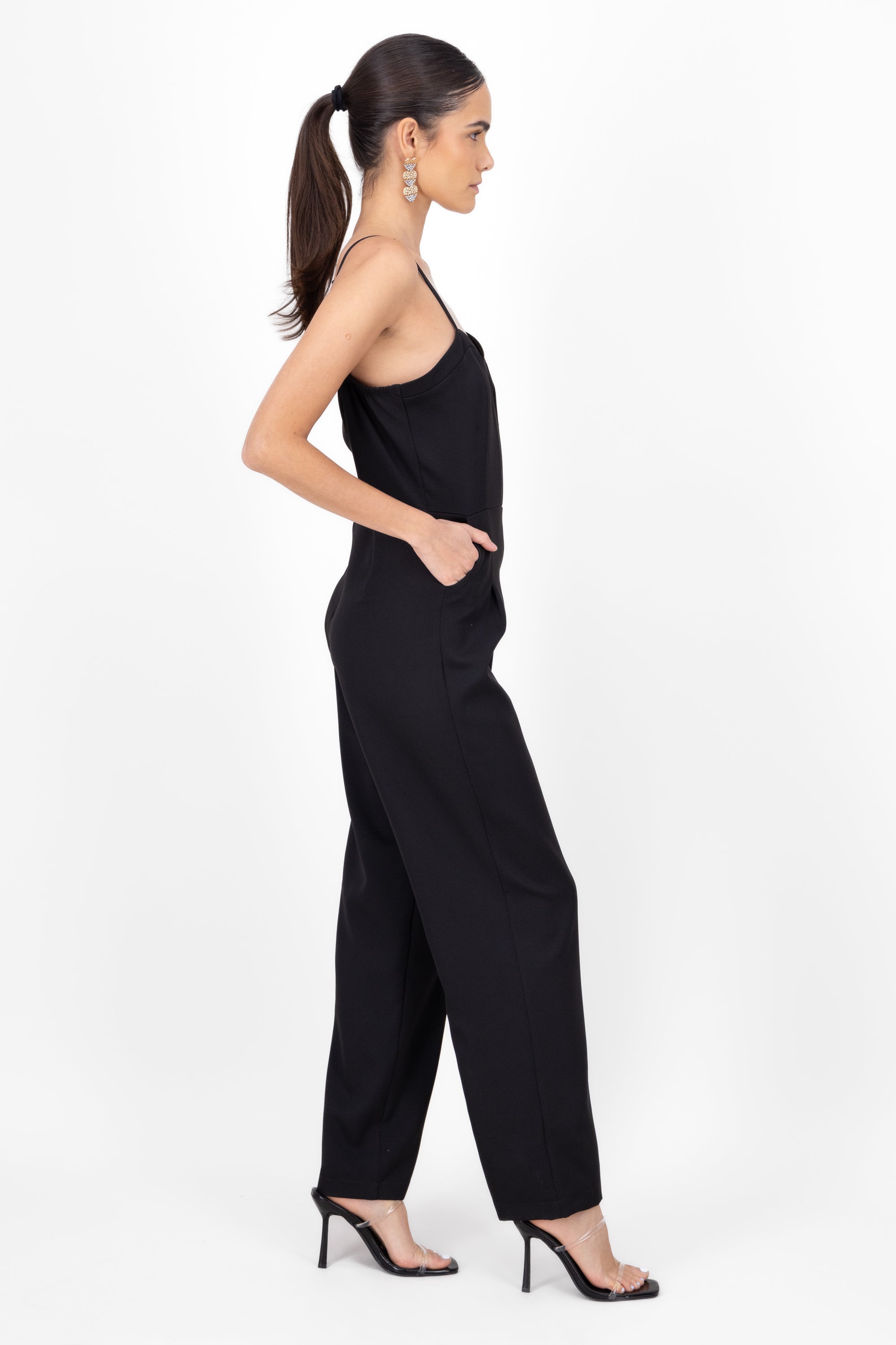 Jumpsuit long braces BLACK