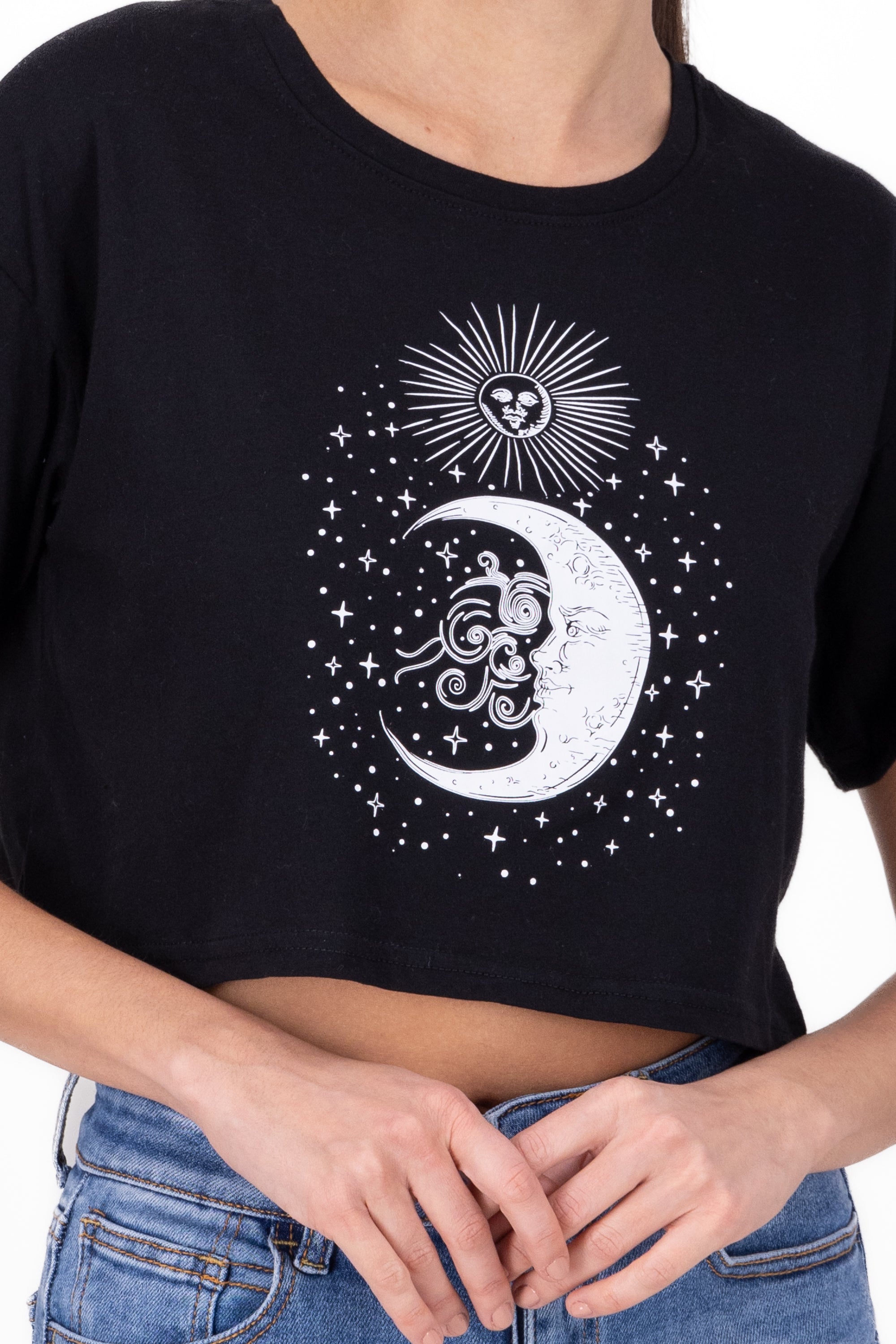 Playera Luna y sol corta NEGRO COMBO