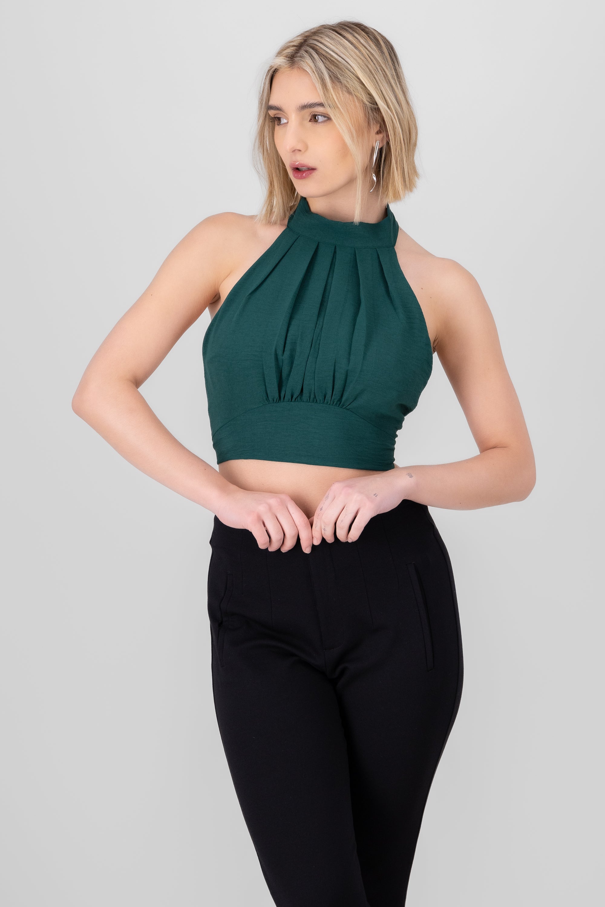 Top Crop Sin Mangas VERDE OBSCURO