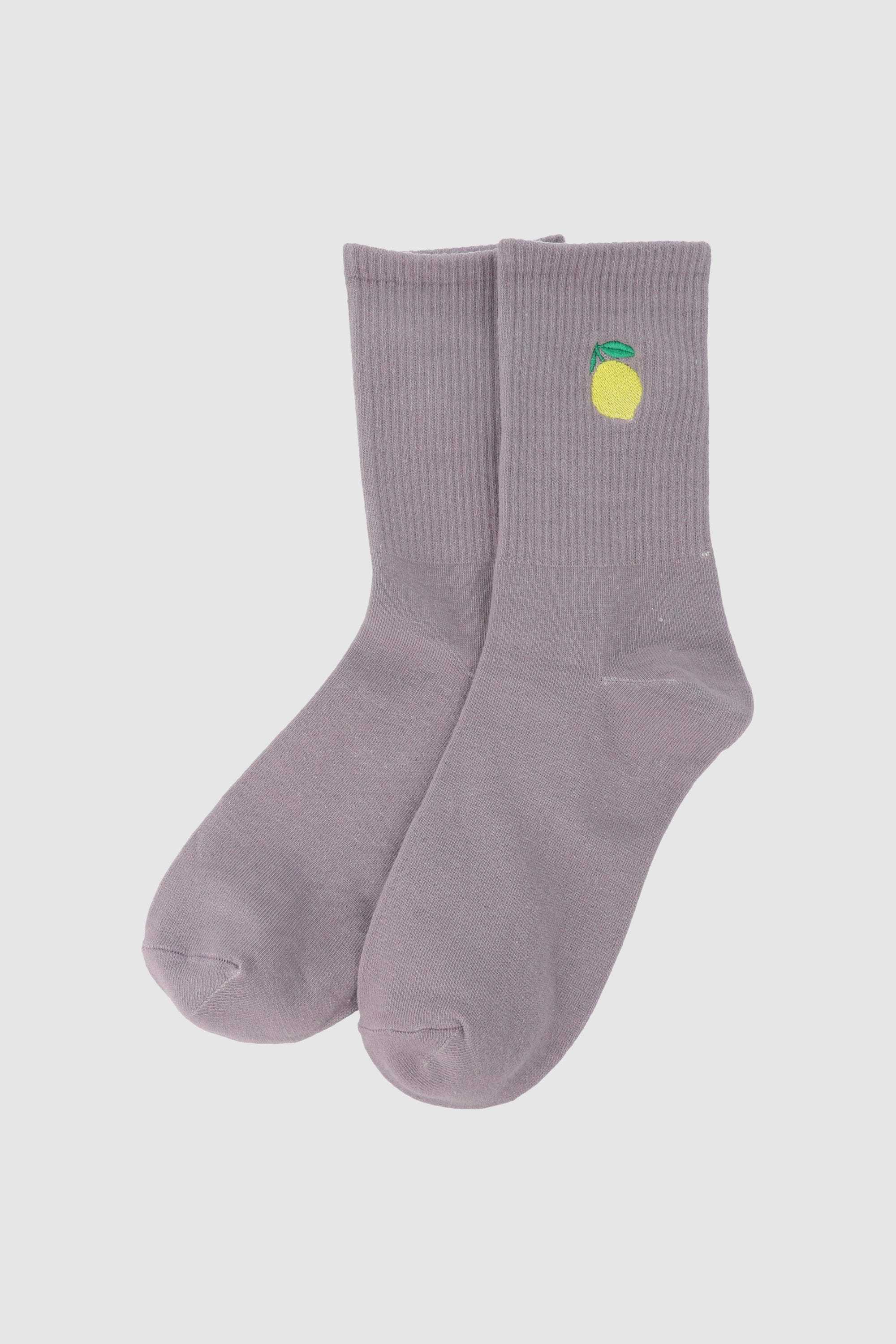 Embroidered fruit sock GREY