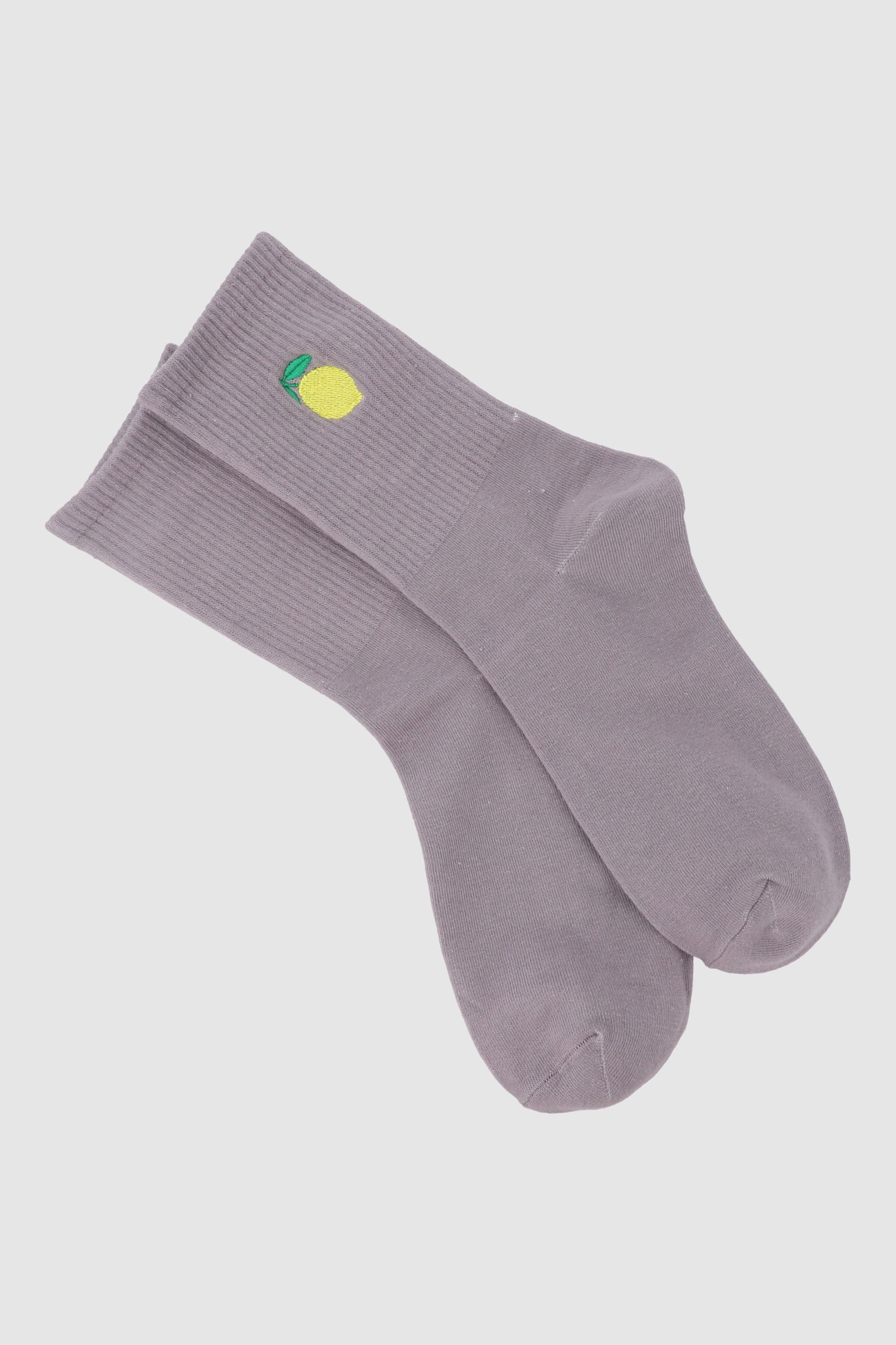 Embroidered fruit sock GREY